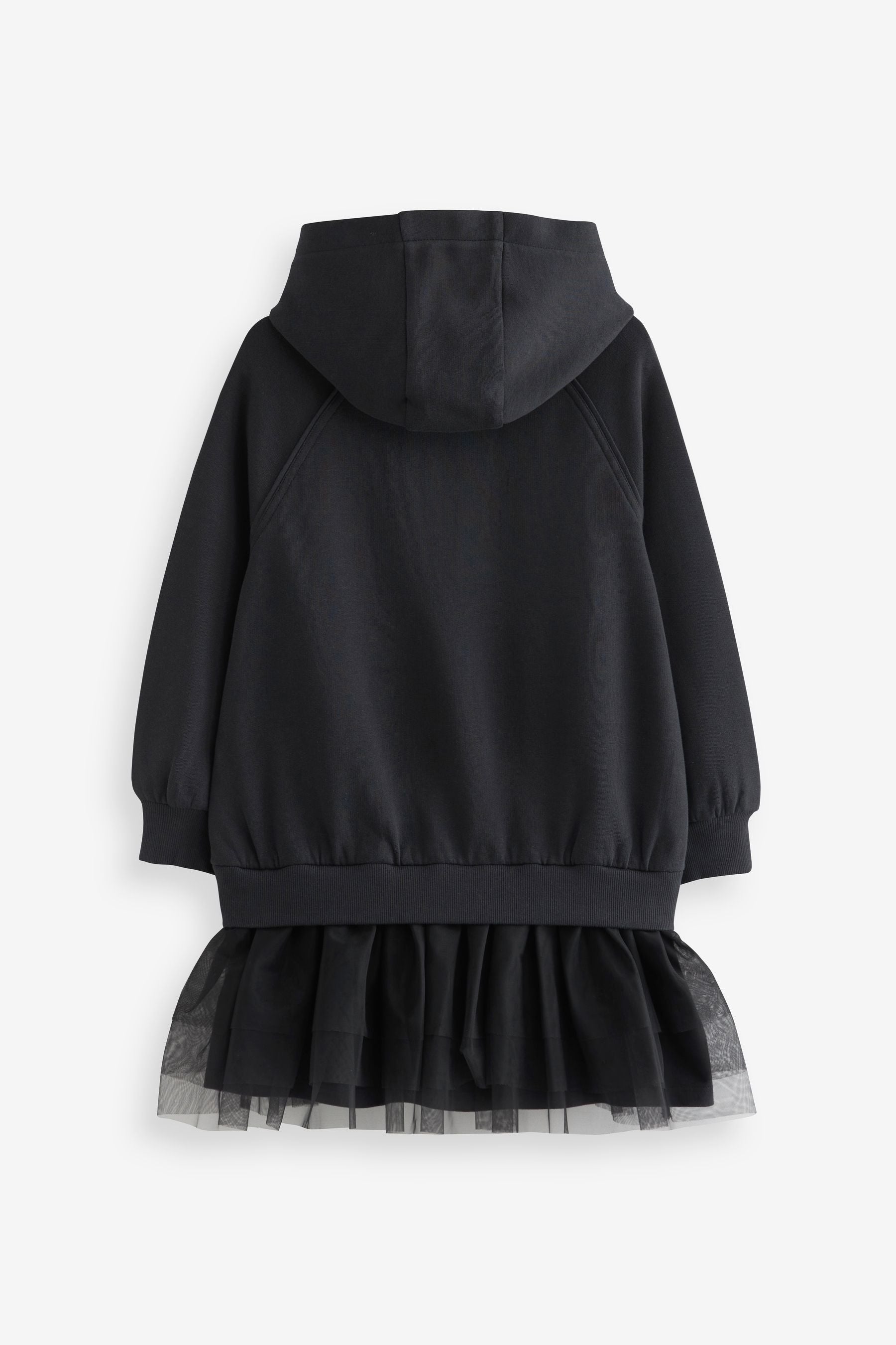 Black Hoodie Dress With Mesh Skirt (3-16yrs)