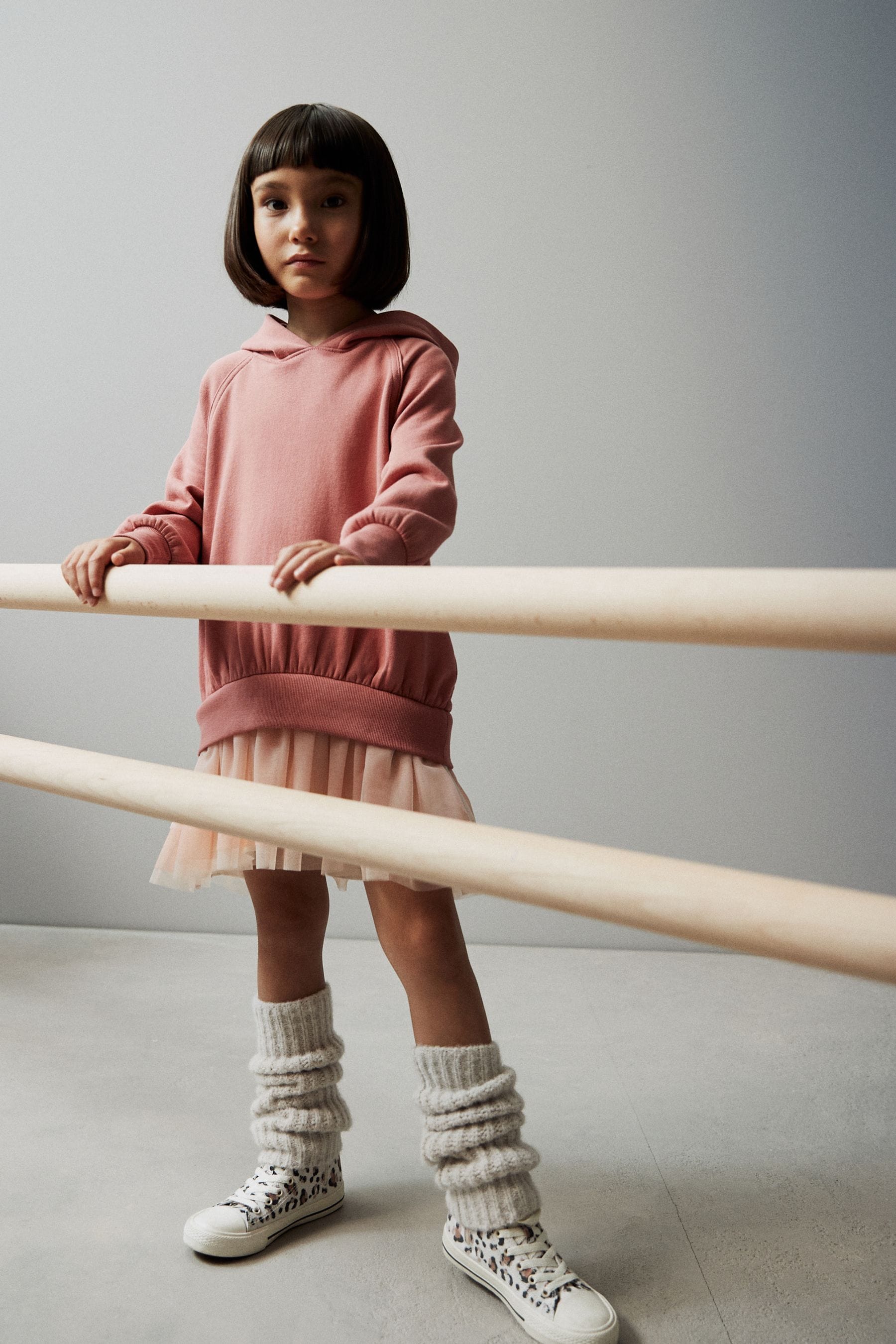 Rust Pink Hoodie Dress With Mesh Skirt (3-16yrs)