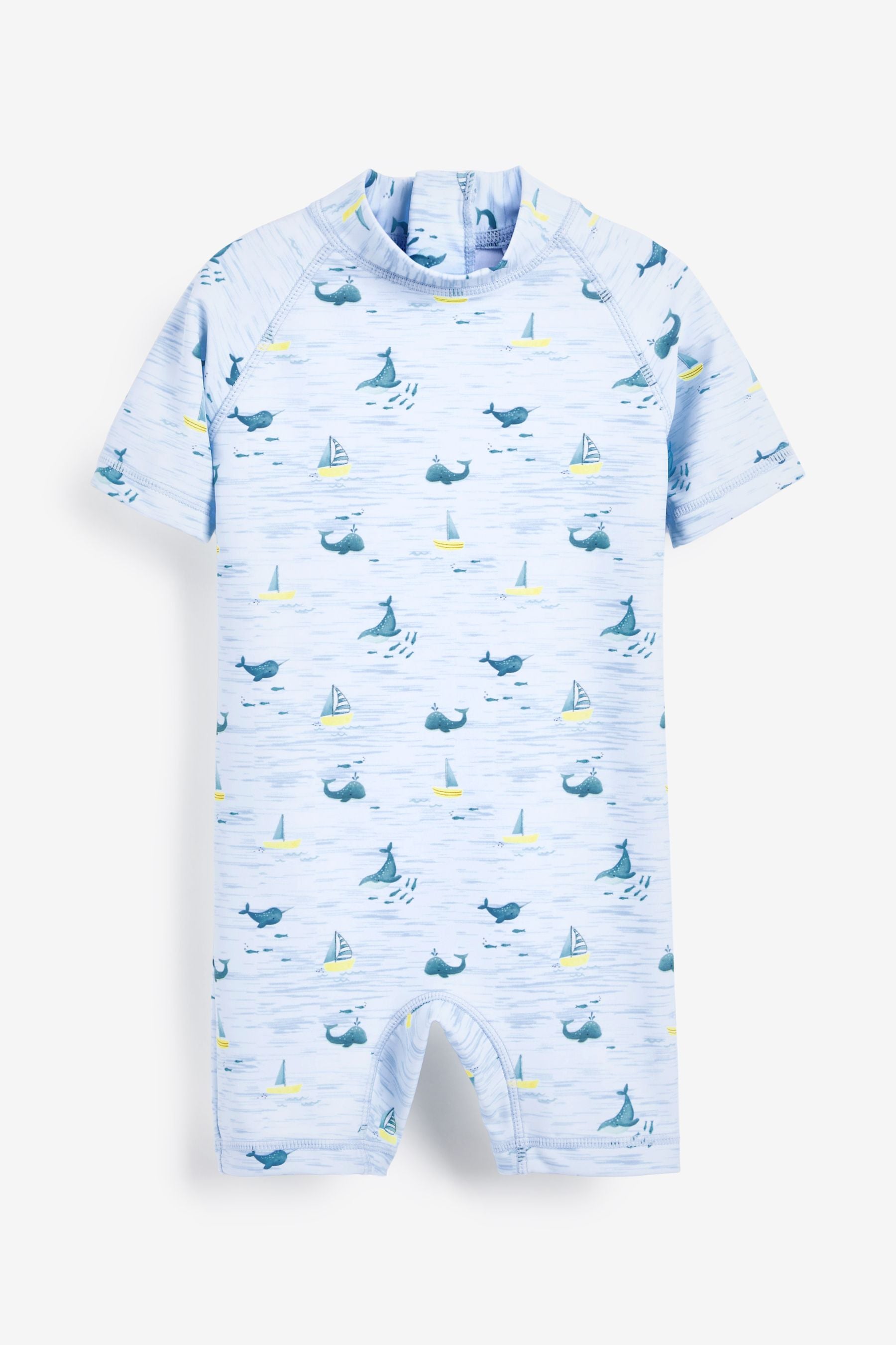 Blue Narwhale Sunsafe Swimsuit And Hat (3mths-7yrs)