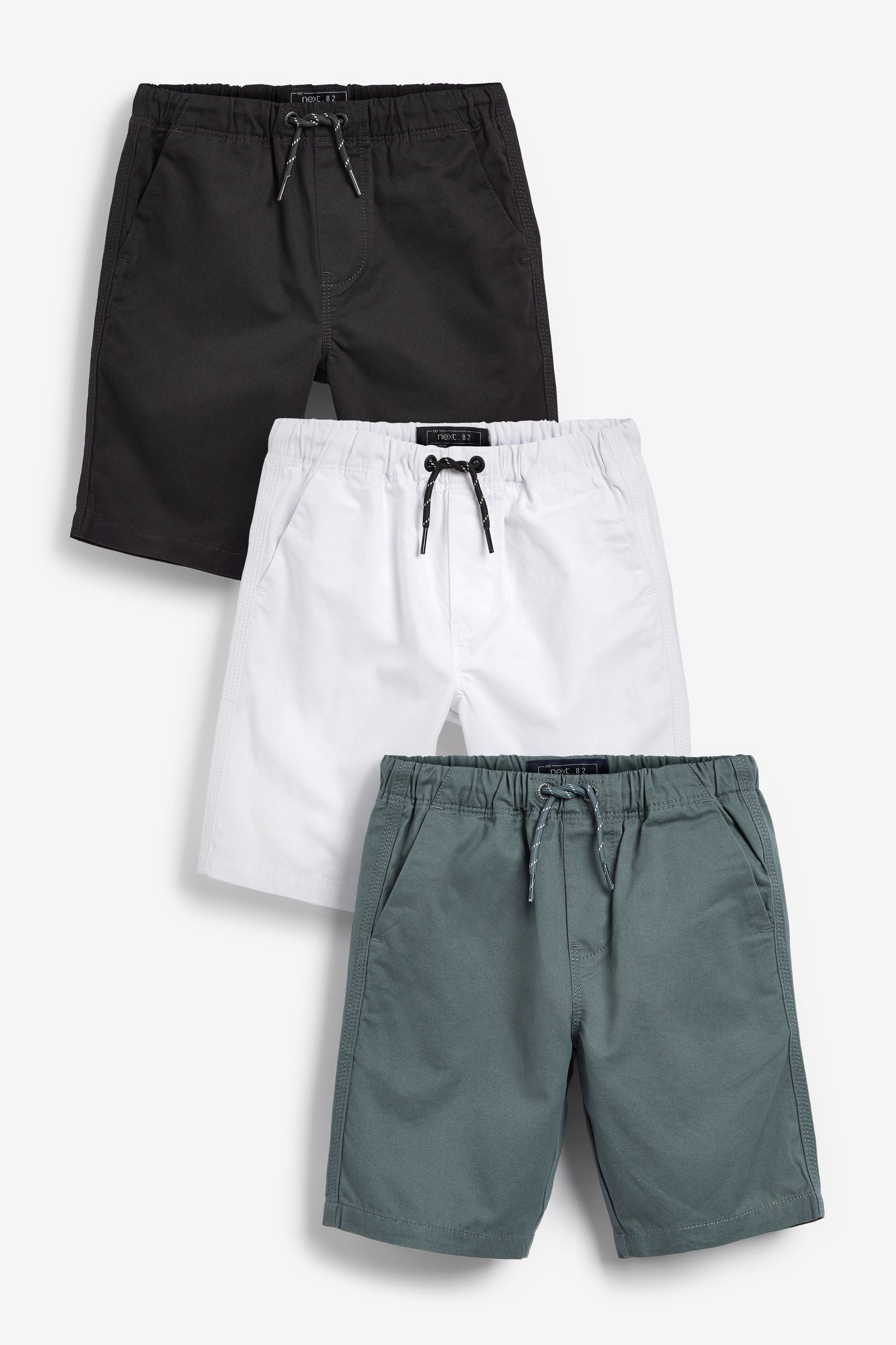 Black/White 3 Pack Pull-On Shorts (3-16yrs)