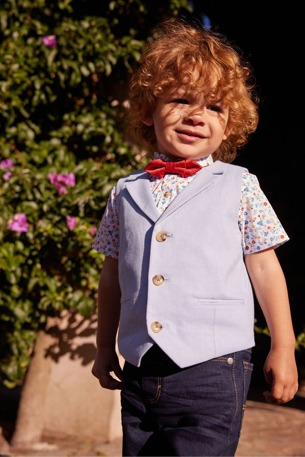 Blue Waistcoat, Shirt And Bowtie Set (3mths-7yrs)