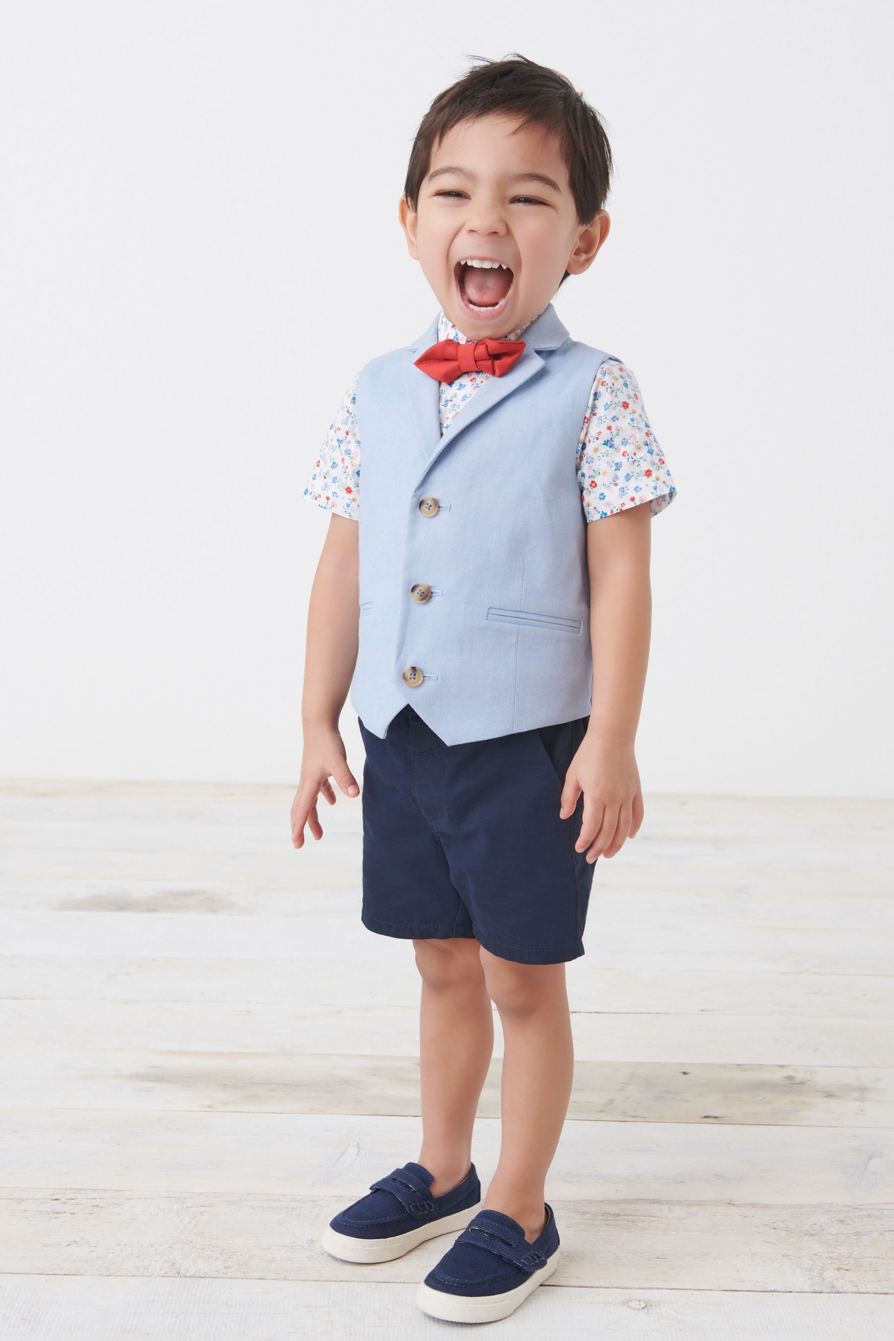 Blue Waistcoat, Shirt And Bowtie Set (3mths-7yrs)