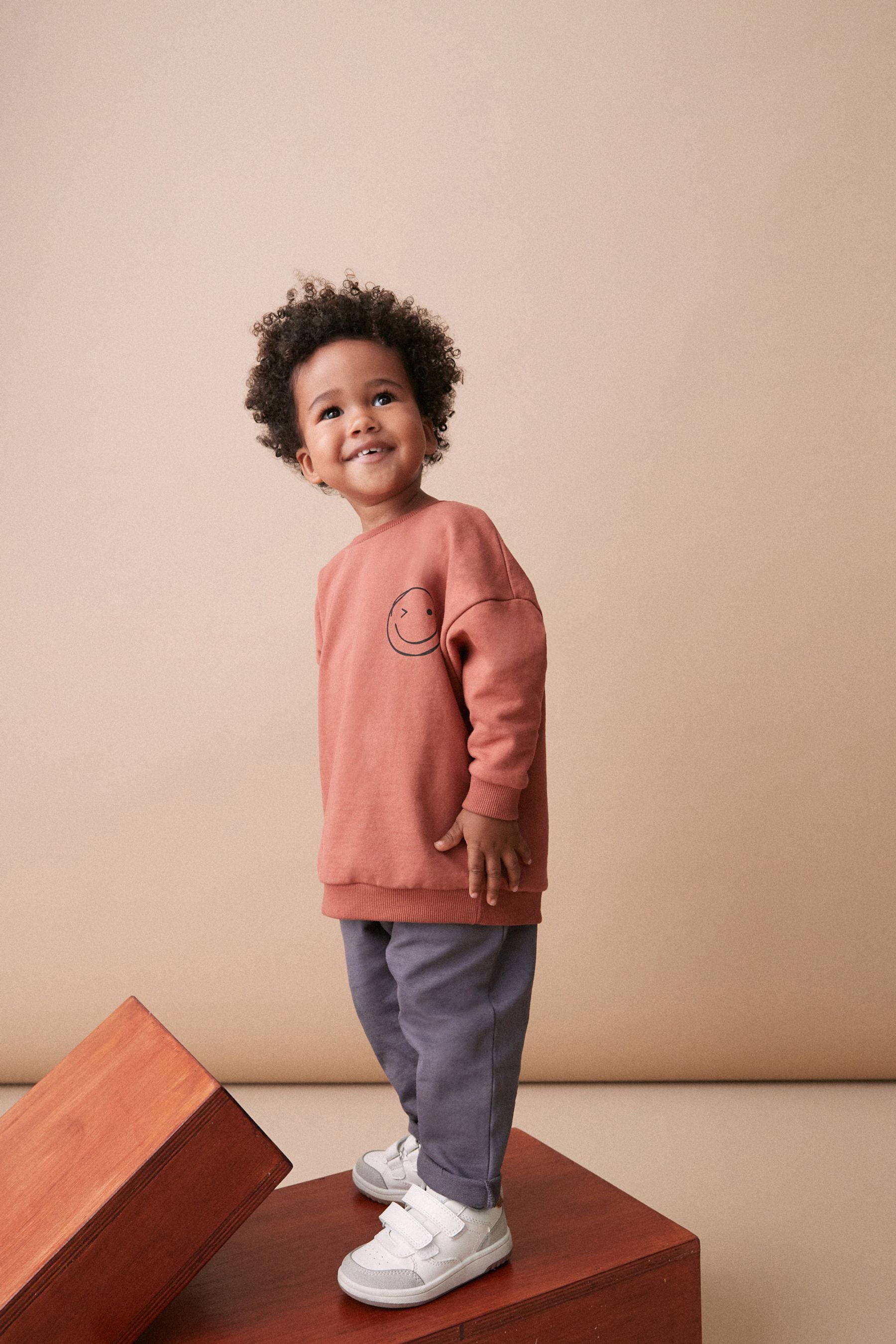 Rust Brown/Grey Logo Oversized Character Sweatshirt and Jogger Set (3mths-7yrs)