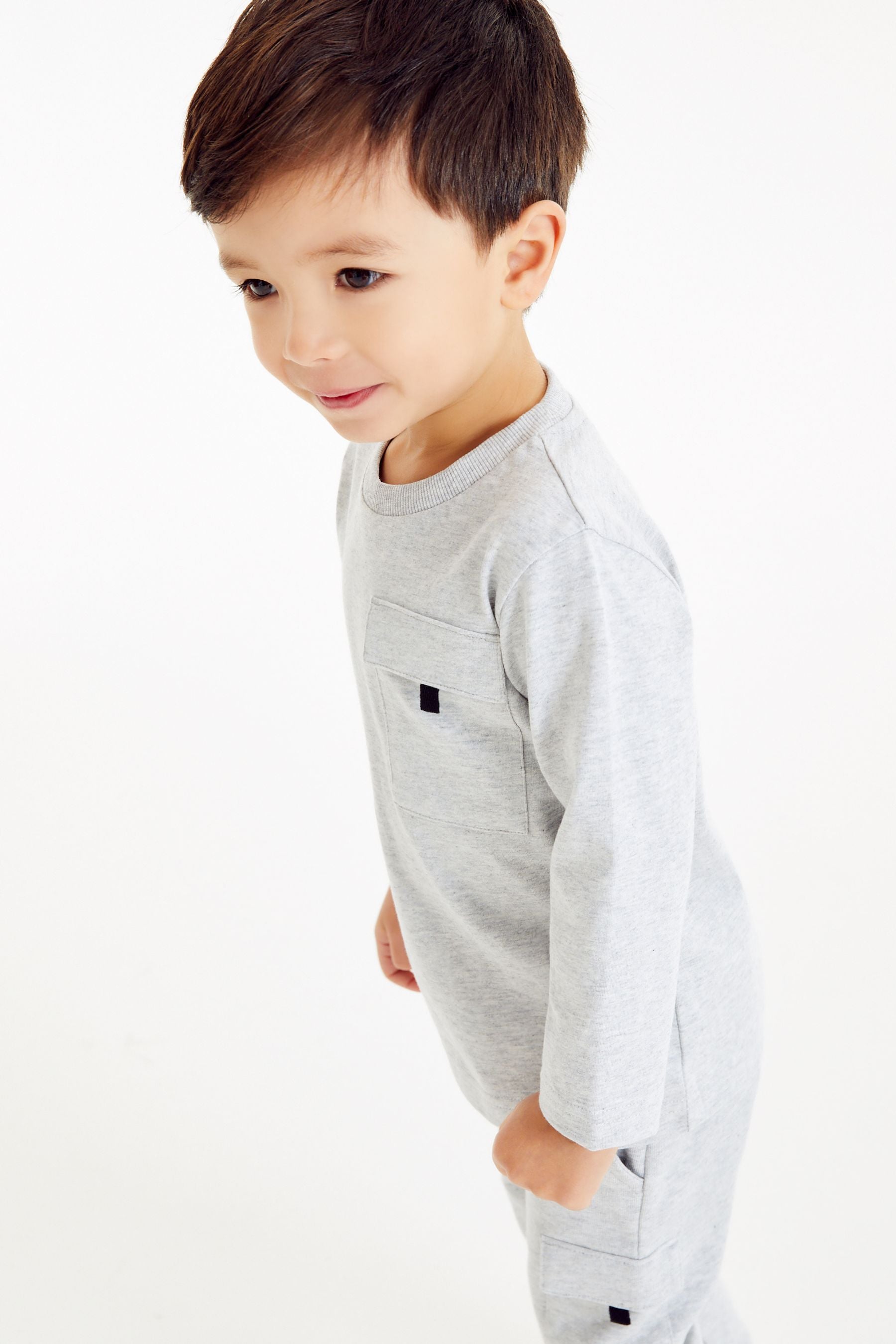 Grey Jersey Long Sleeve Top And Jogger Set (3mths-7yrs)