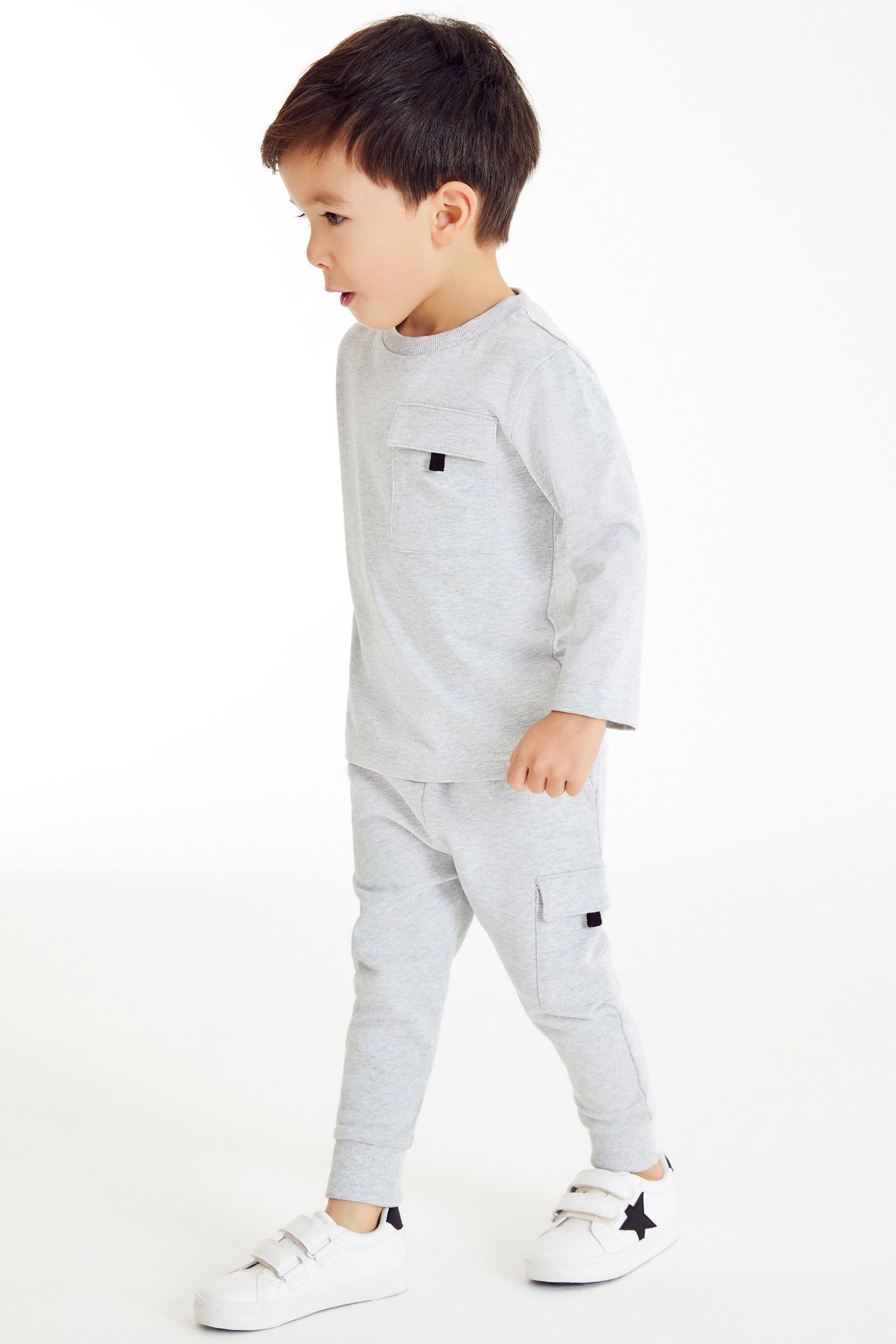 Grey Jersey Long Sleeve Top And Jogger Set (3mths-7yrs)