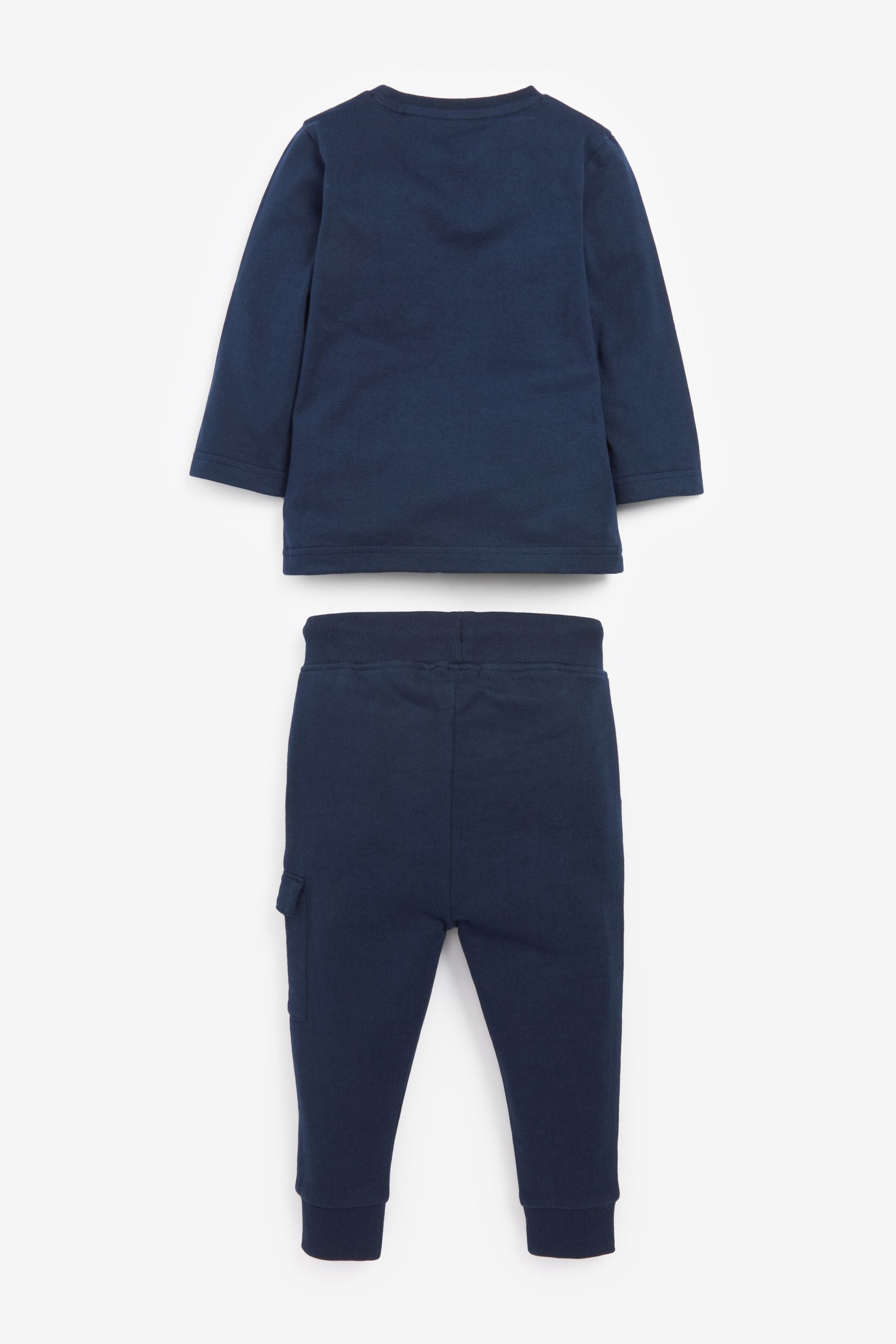 Navy Blue Jersey Long Sleeve Top And Jogger Set (3mths-7yrs)