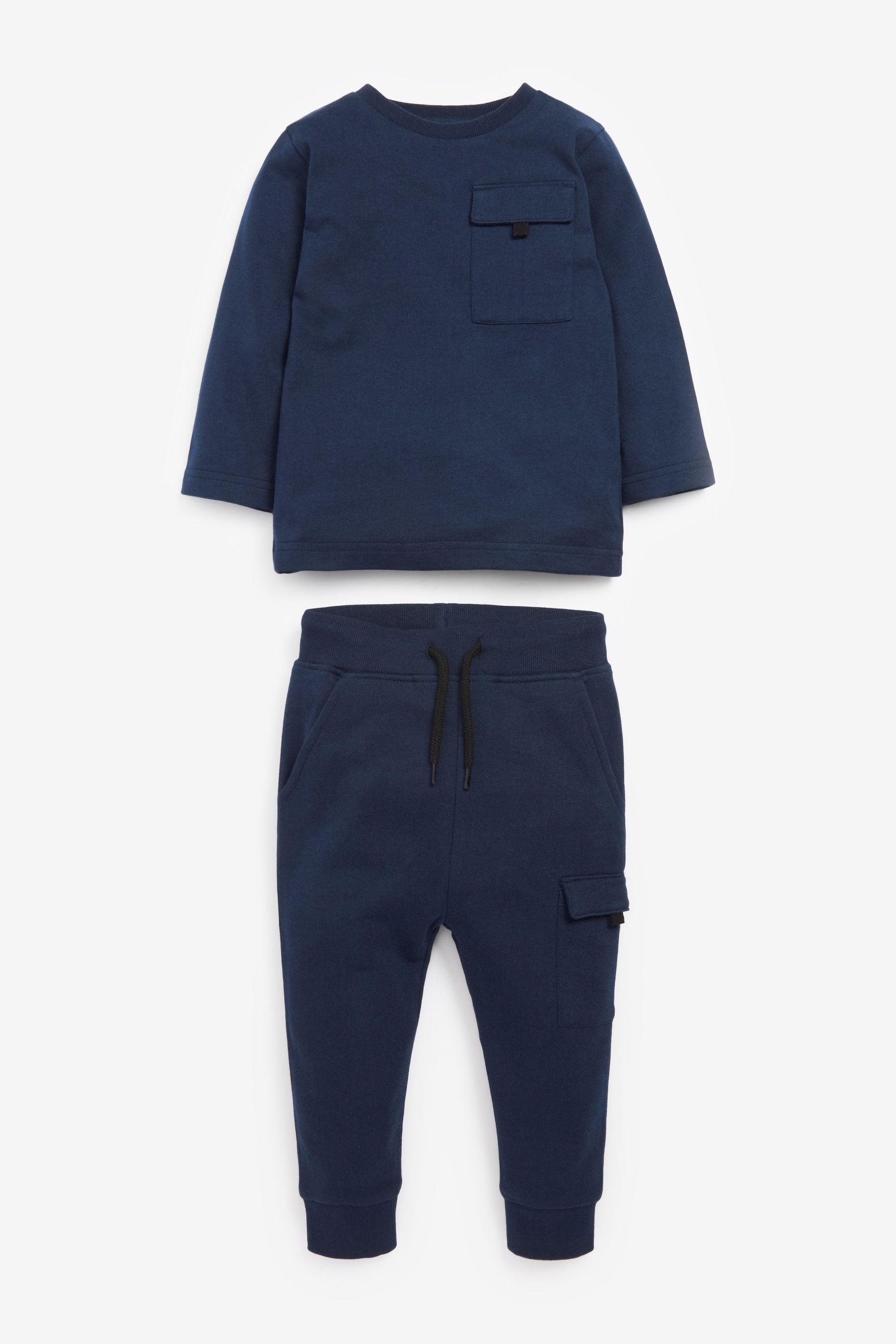 Navy Blue Jersey Long Sleeve Top And Jogger Set (3mths-7yrs)