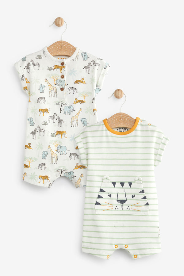 FatFace Baby Crew Unisex Animal Rompers 2 Pack