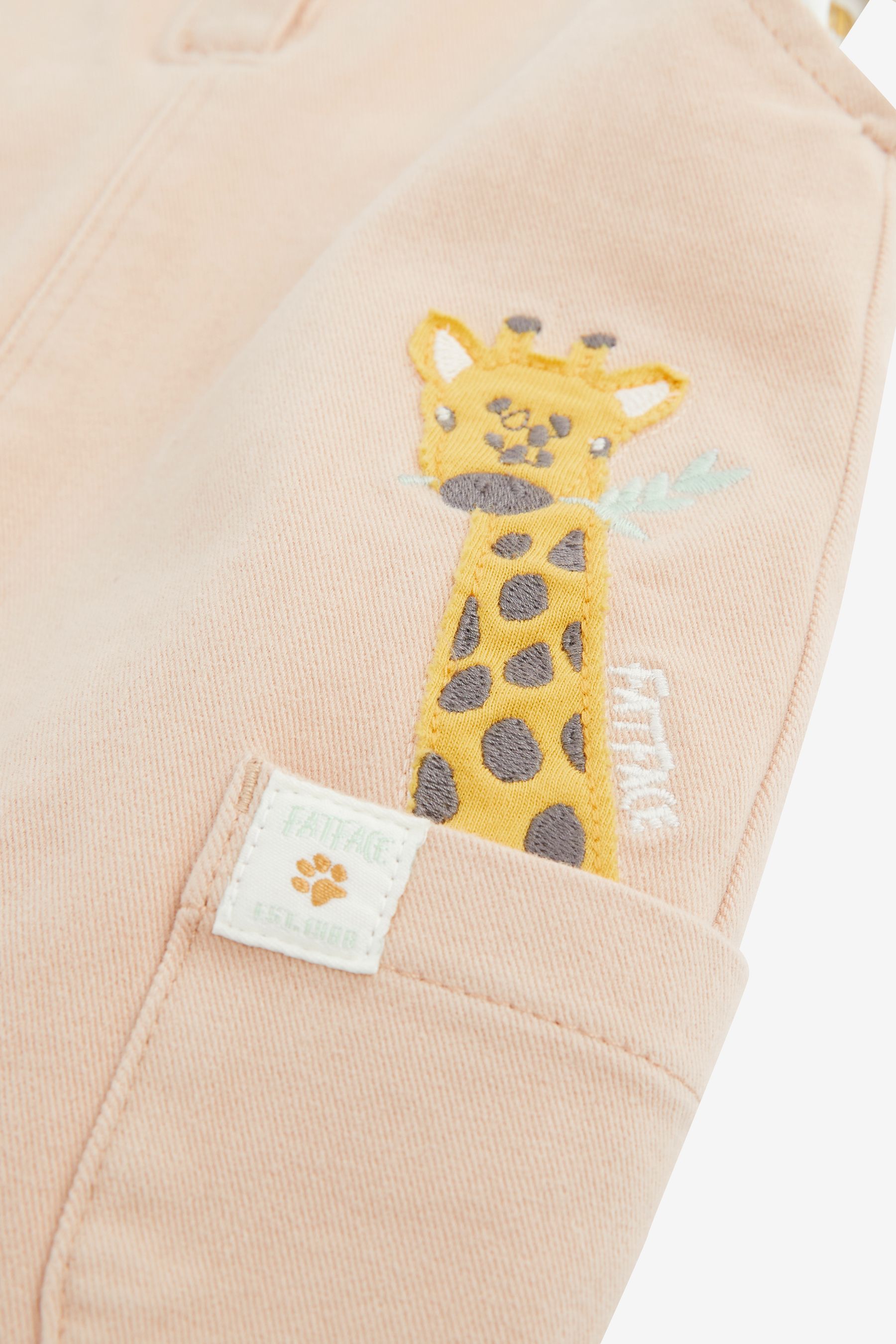 Beige FatFace Baby Crew Animal T-Shirt & Dungaree Set