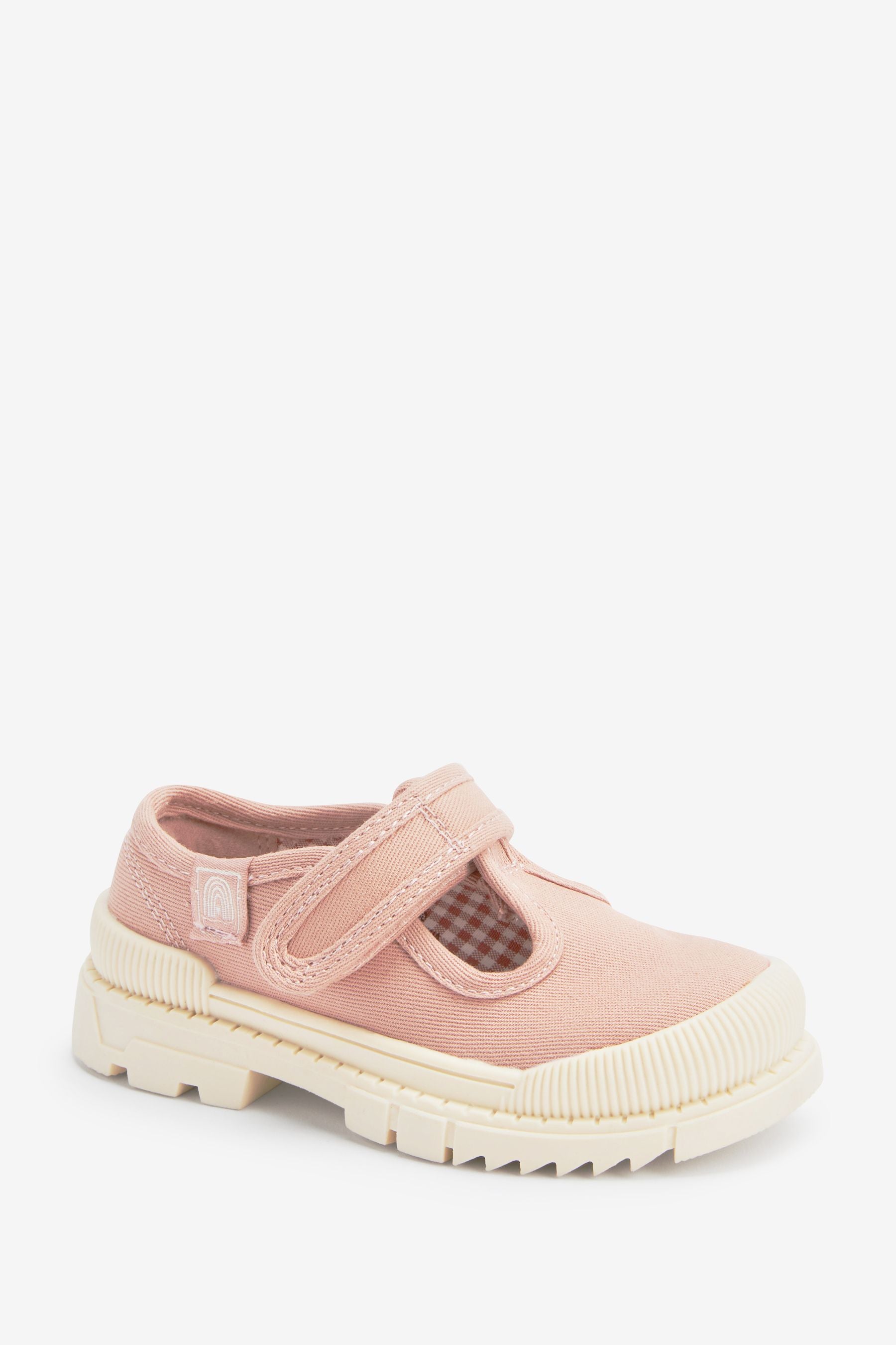 Pink Canvas T-Bar Shoes