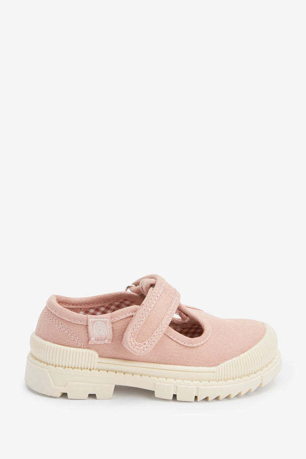 Pink Canvas T-Bar Shoes