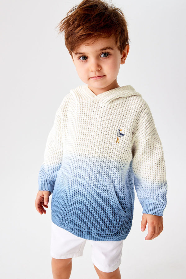 Blue/White Knitted Hoodie (3mths-7yrs)