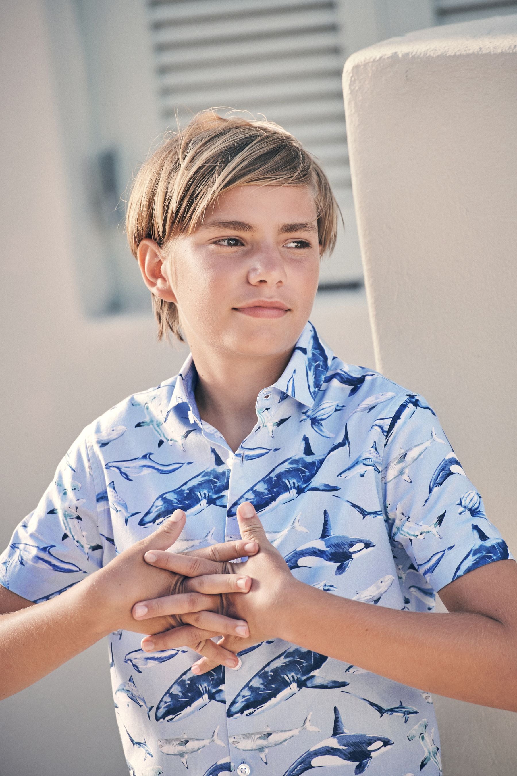 Blue Shark Short Sleeve Printed Shirt (3-16yrs)