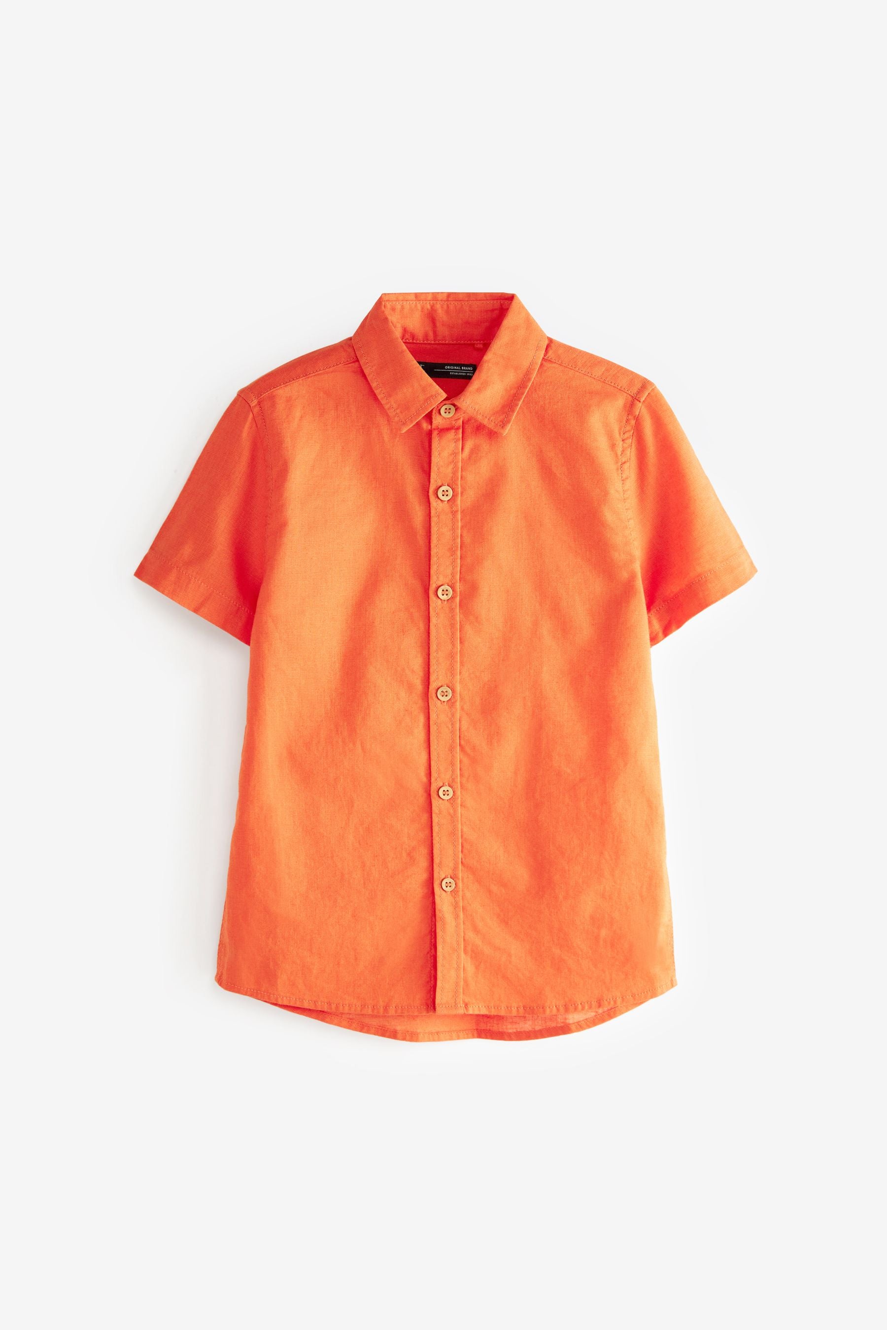 Orange Short Sleeve Linen Mix Shirt (3-16yrs)