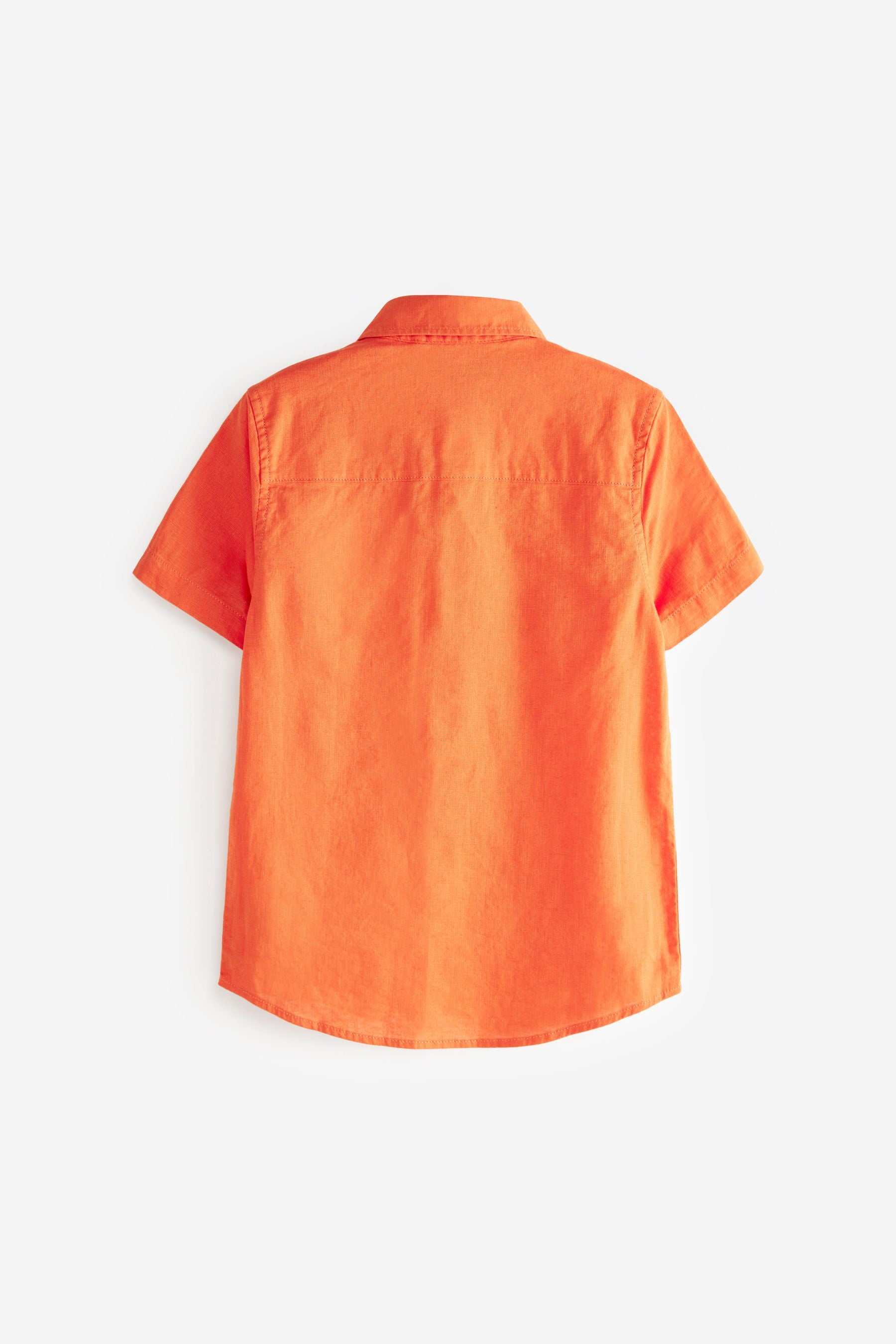 Orange Short Sleeve Linen Mix Shirt (3-16yrs)