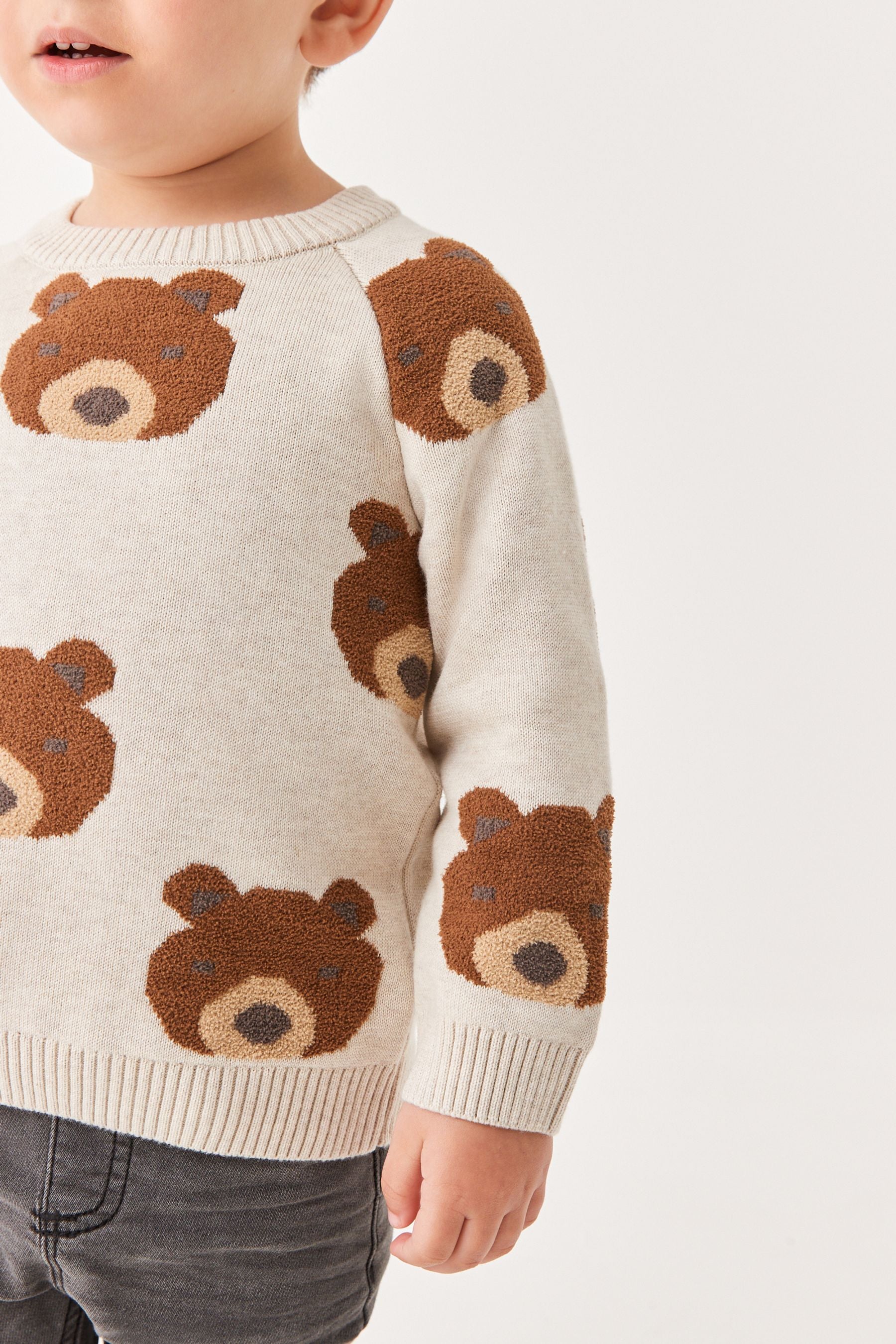 Brown Bear Face Jumper (3mths-7yrs)