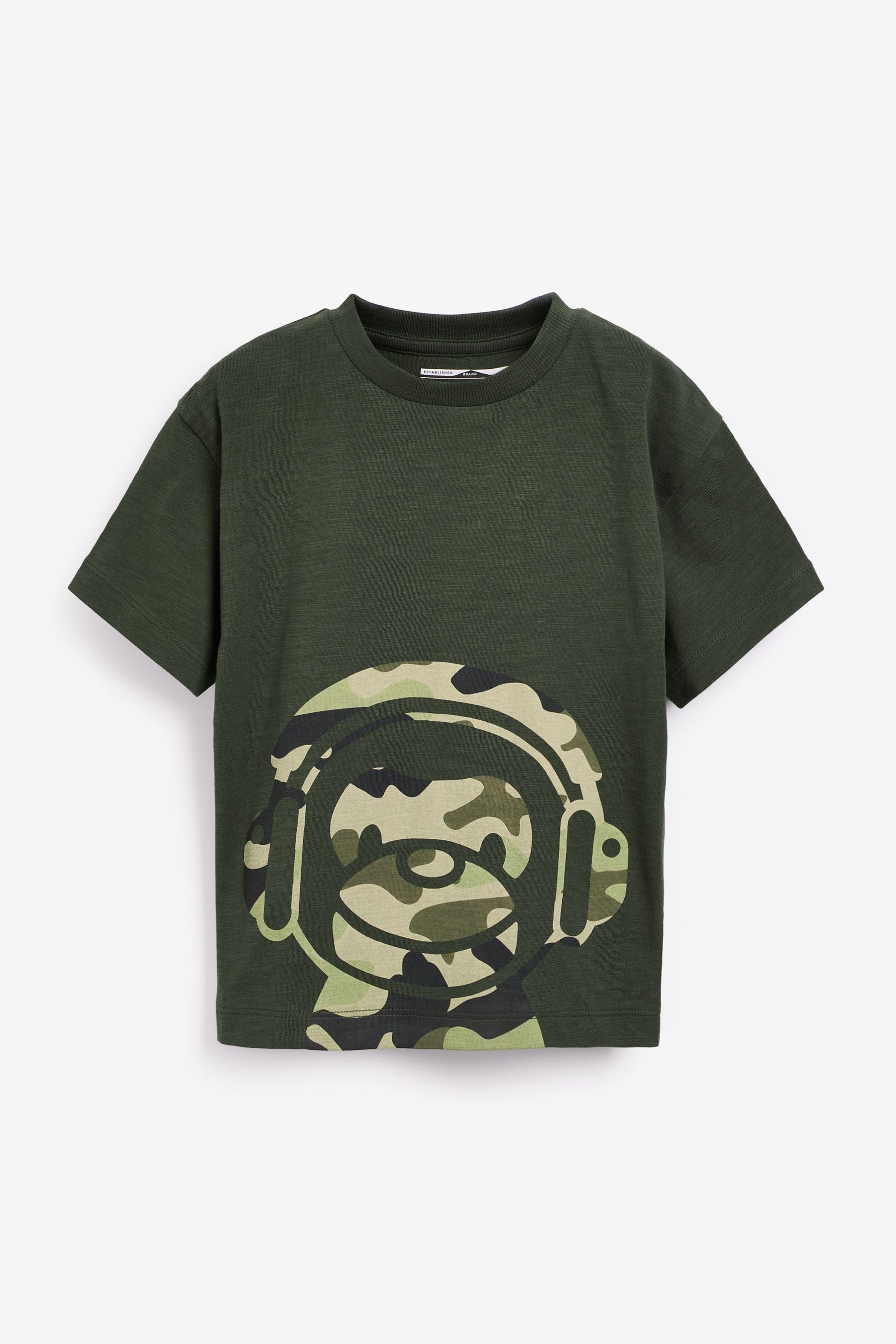 Khaki Green Camo Monkey Short Sleeve Character T-Shirt (3mths-7yrs)