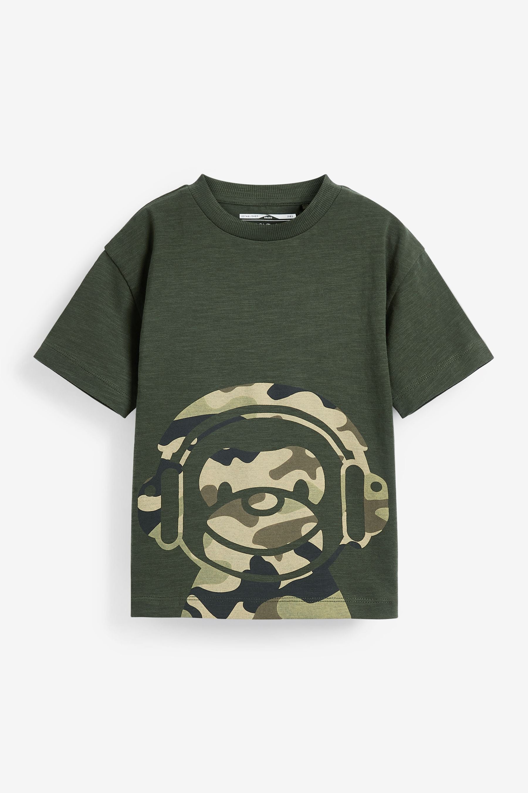 Khaki Green Camo Monkey 3 Pack Oversized T-Shirts (3mths-7yrs)