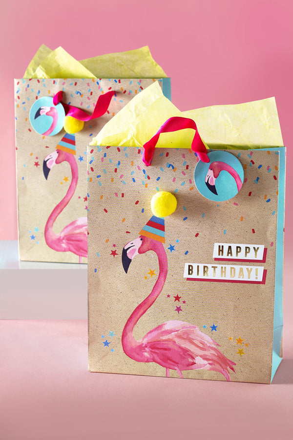 Multi 2 Pack Medium Flamingo Gift Bags