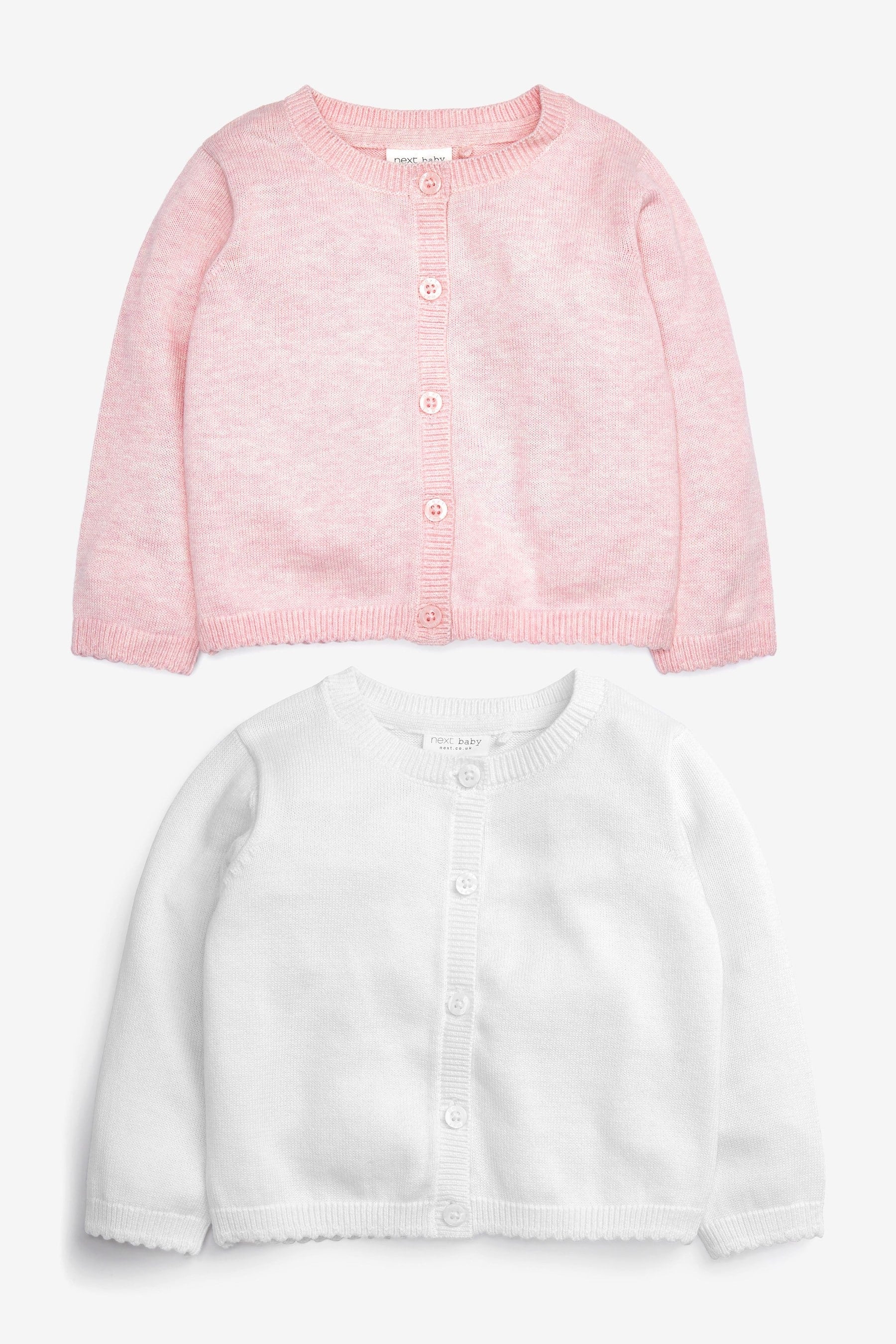 Pink/White 2 Pack Baby Cardigans (0mths-3yrs)