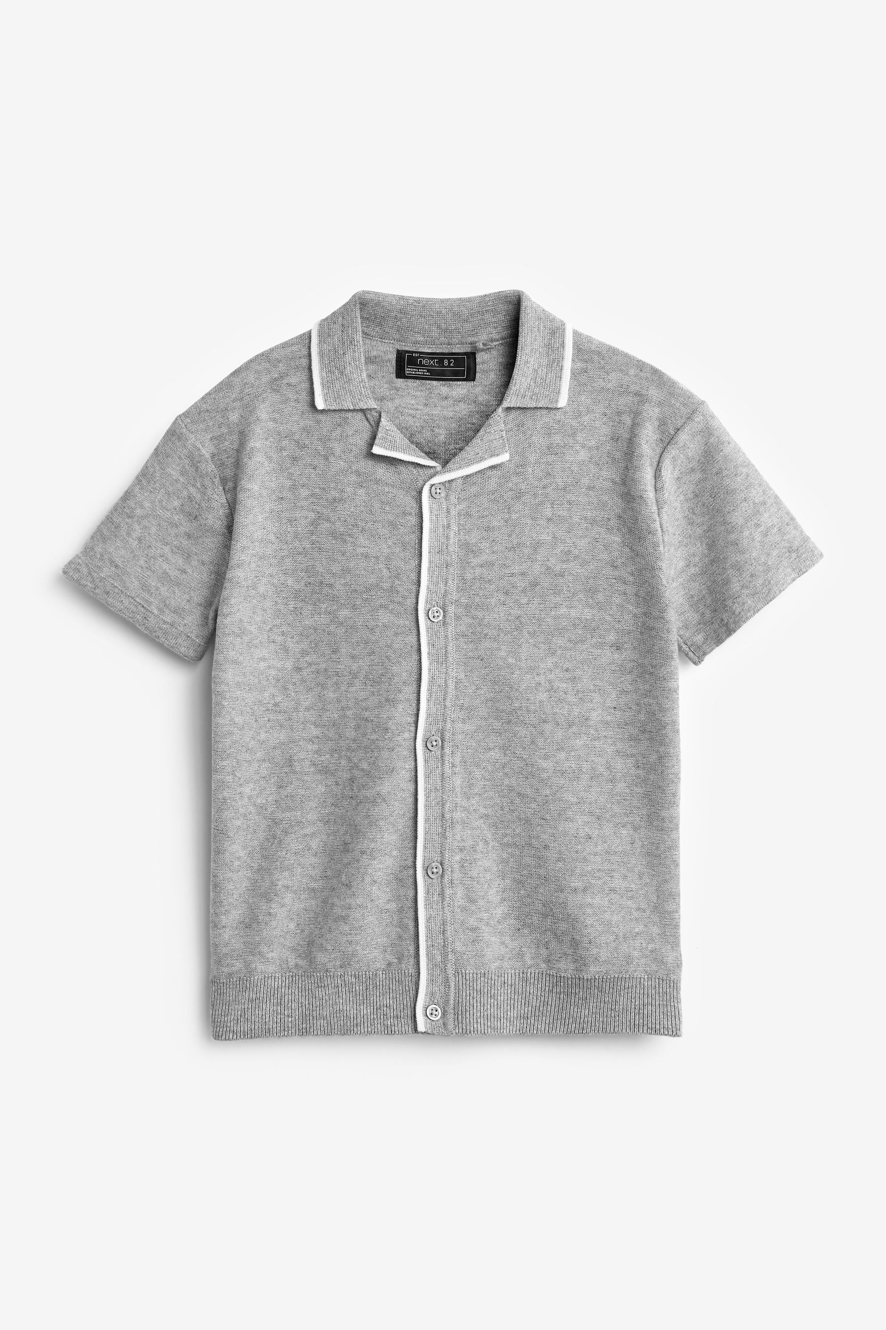 Grey Short Sleeve Revere Polo Shirt (3-16yrs)