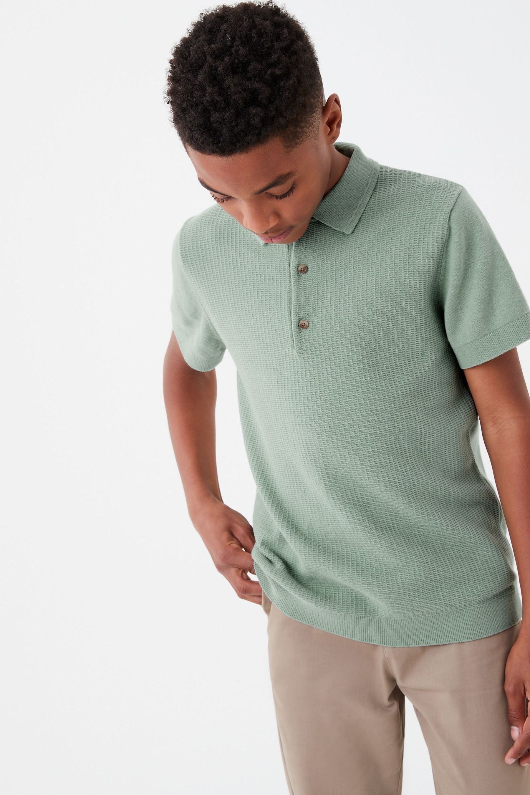 Minerals Textured Knit Polo Shirt (3-16yrs)