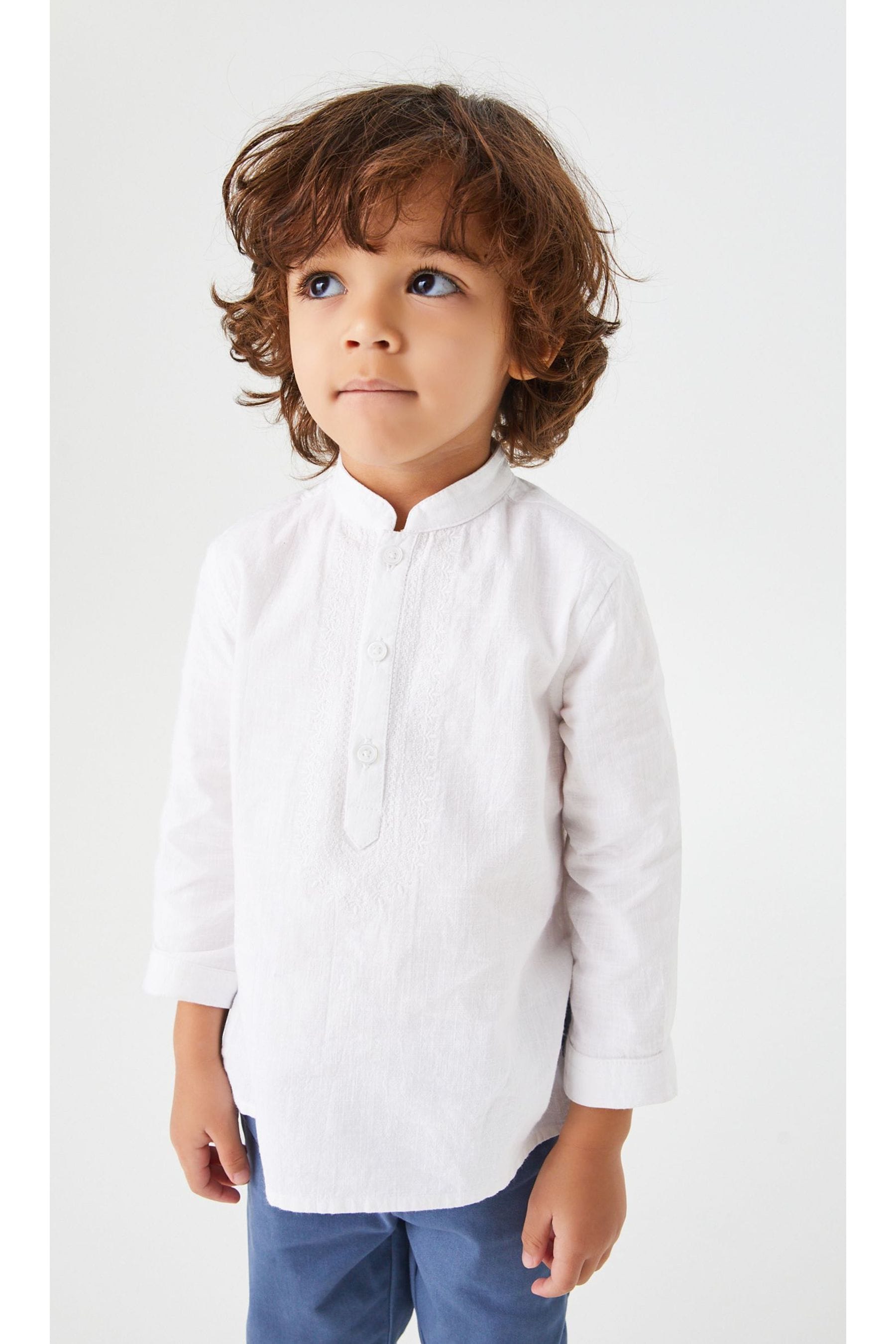 White Embroidered Boys Kurta (3mths-7yrs)