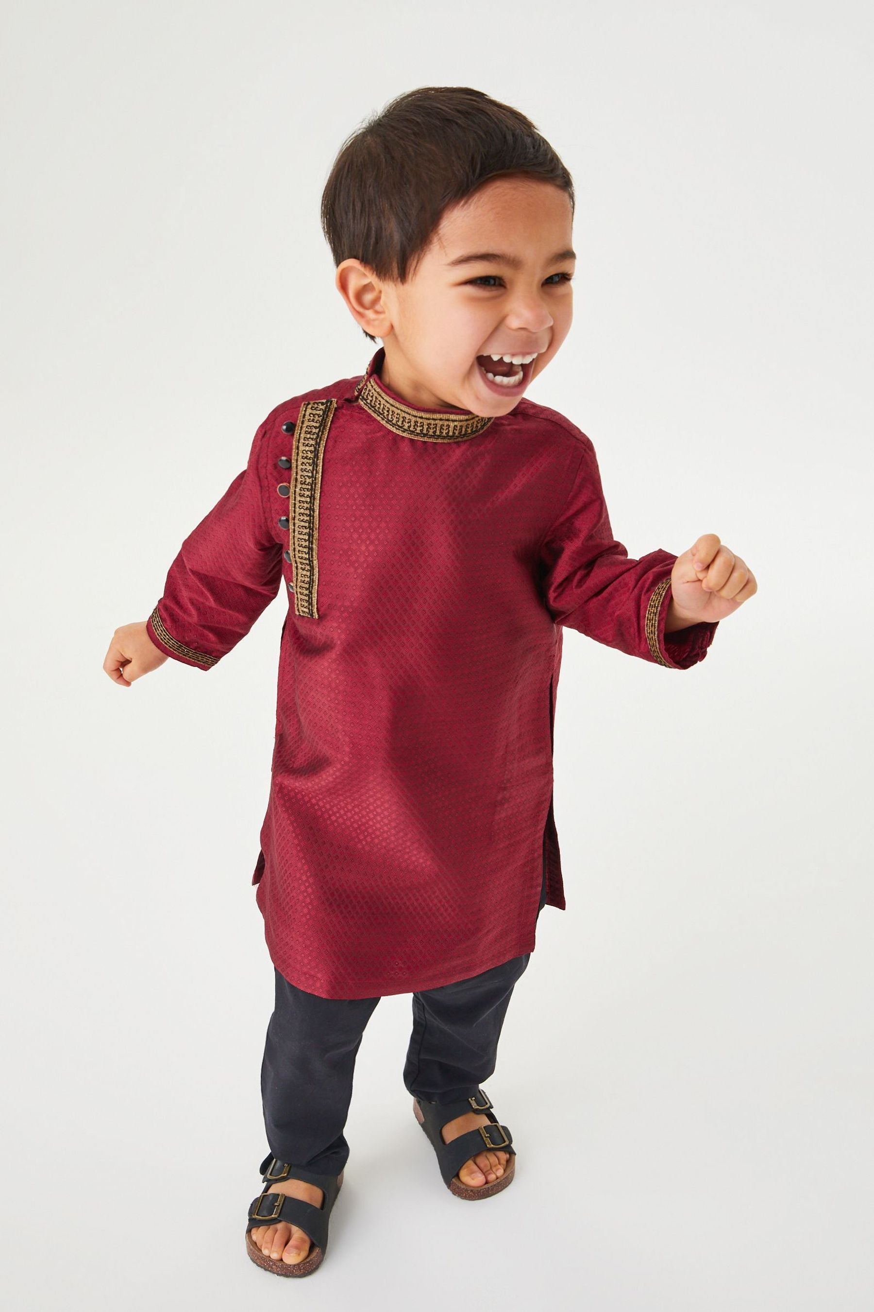 Red Embroidered Boys Kurta (3mths-7yrs)