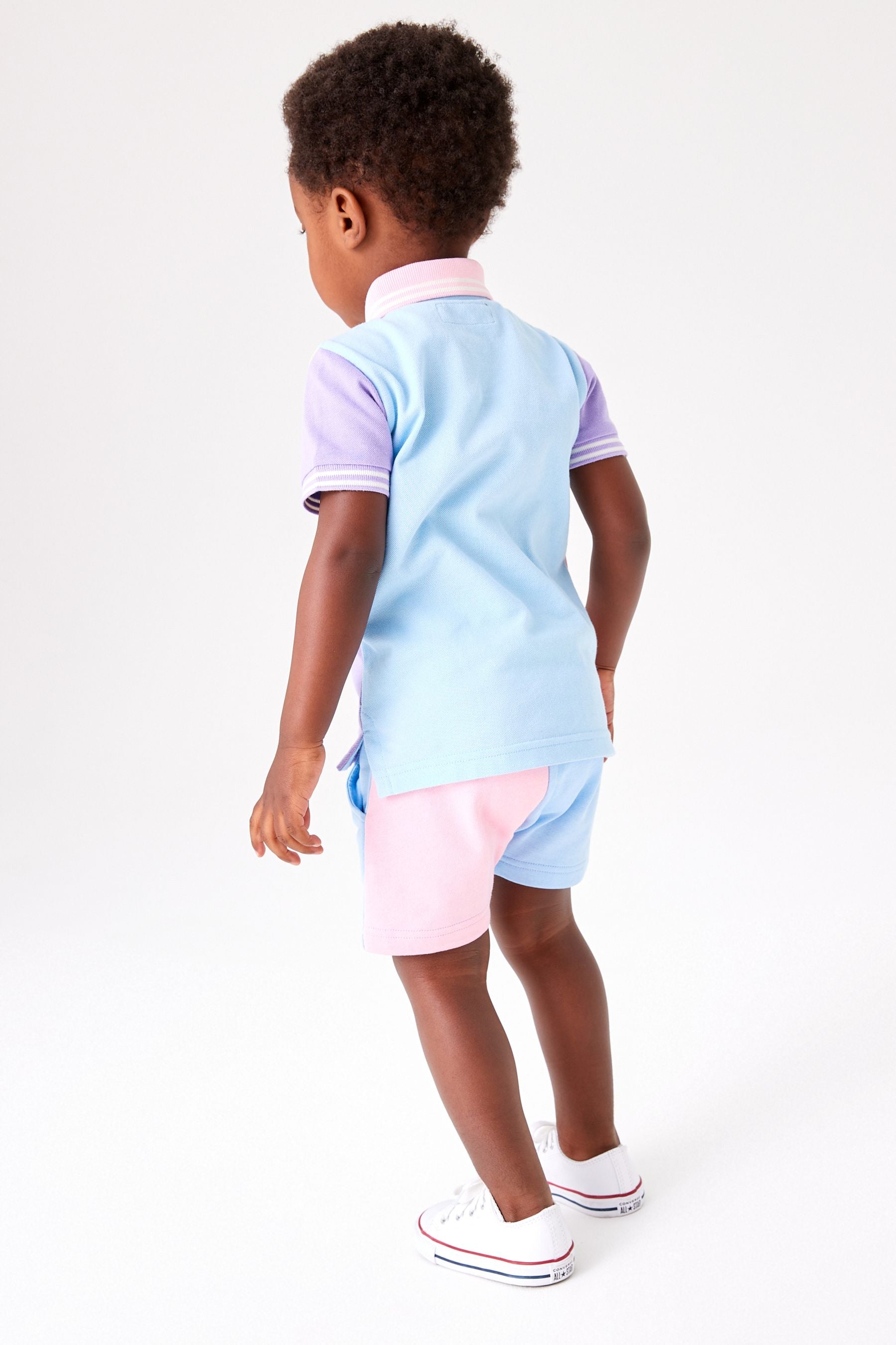 Lilac Purple Colourblock Polo and Shorts Set (3mths-7yrs)