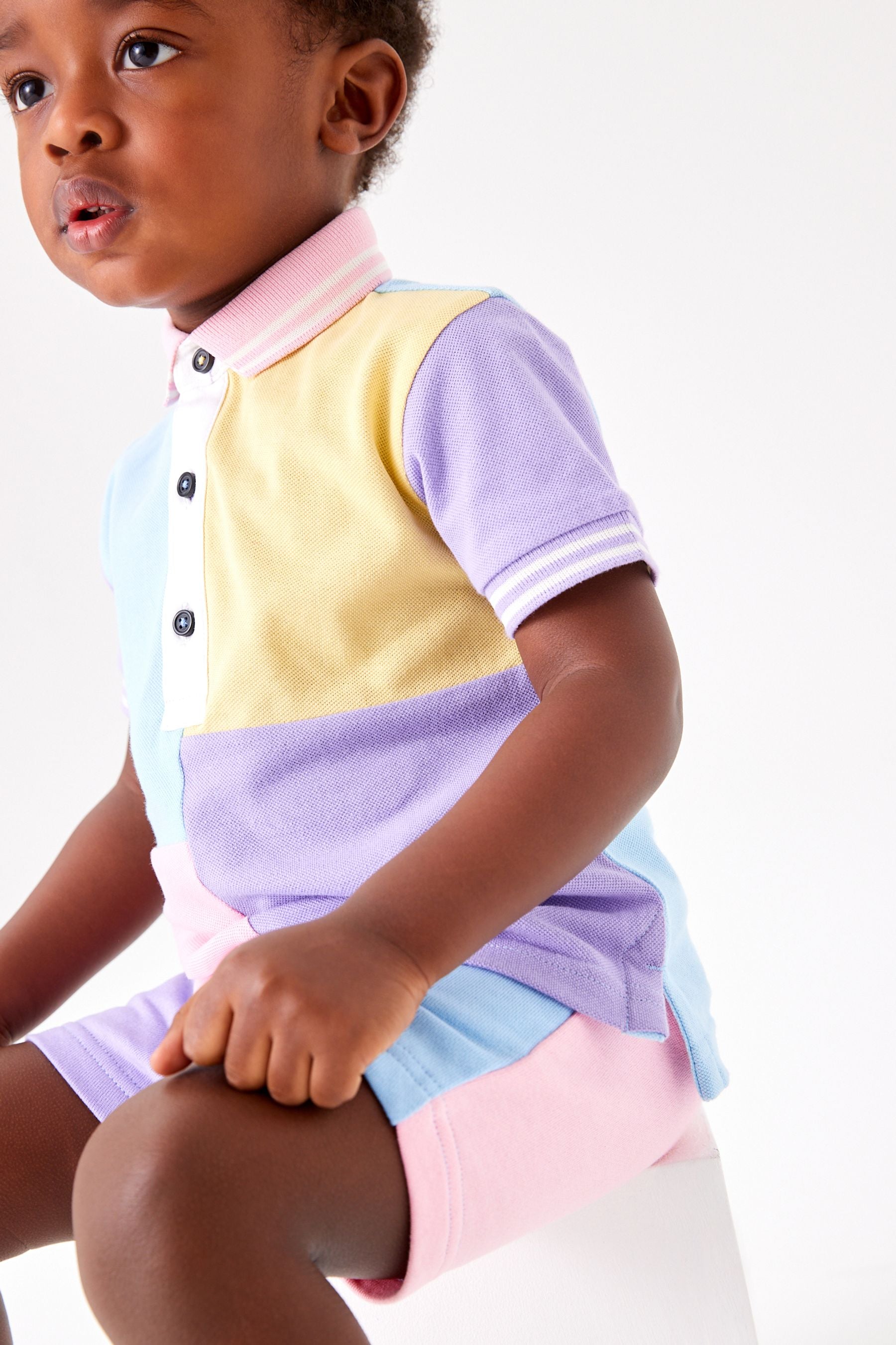 Lilac Purple Colourblock Polo and Shorts Set (3mths-7yrs)