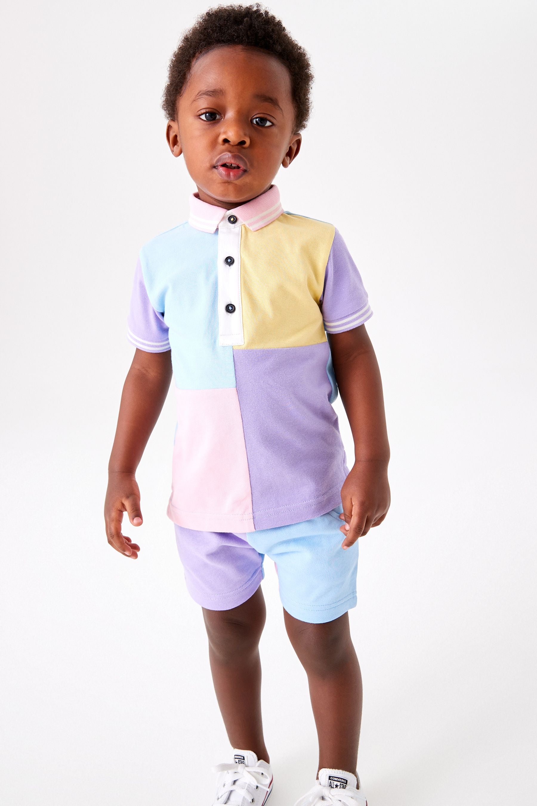 Lilac Purple Colourblock Polo and Shorts Set (3mths-7yrs)