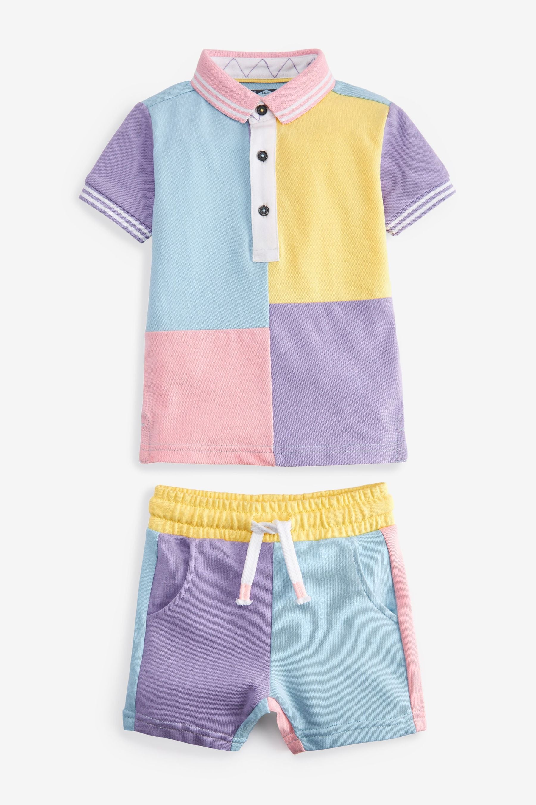 Lilac Purple Colourblock Polo and Shorts Set (3mths-7yrs)