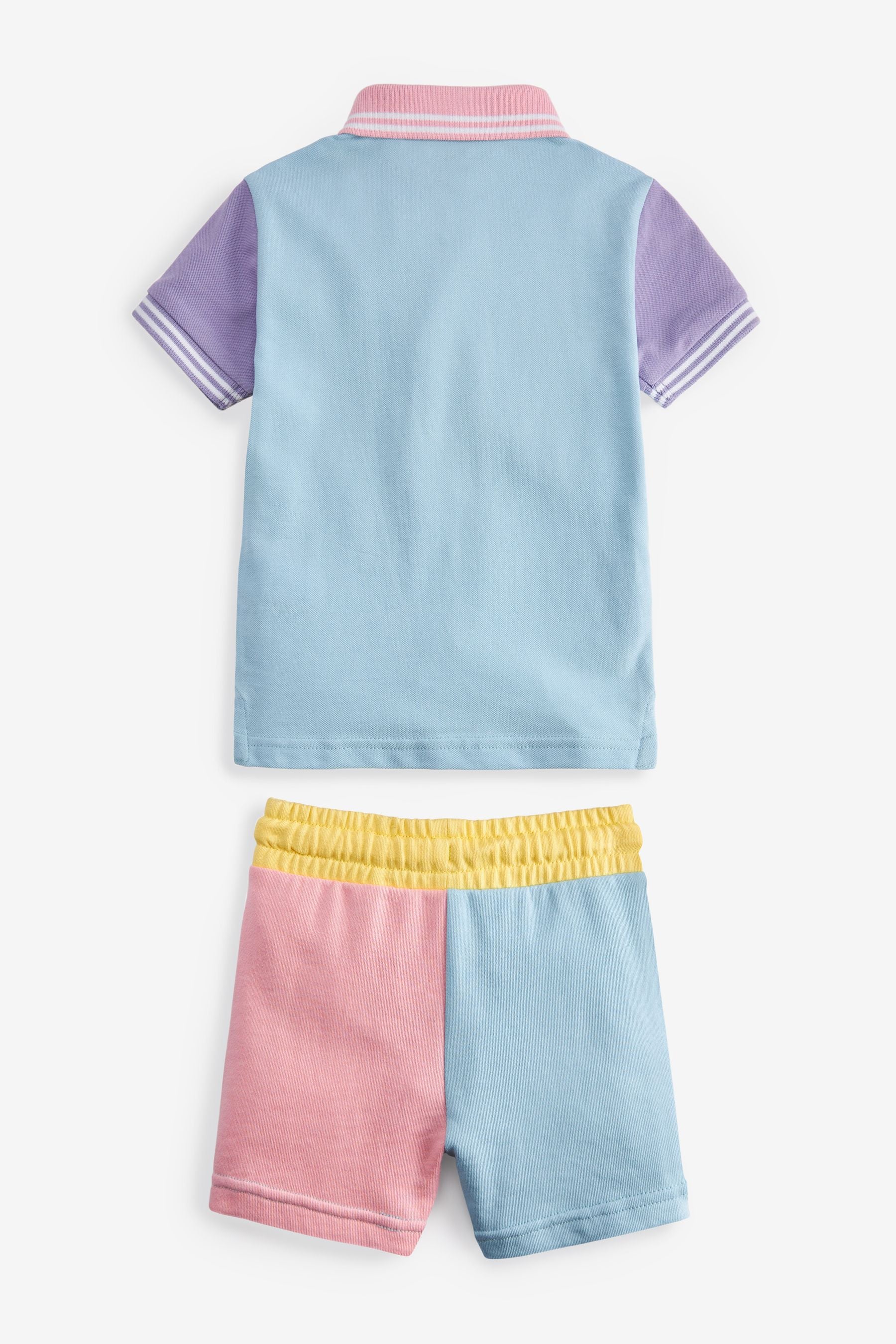 Lilac Purple Colourblock Polo and Shorts Set (3mths-7yrs)