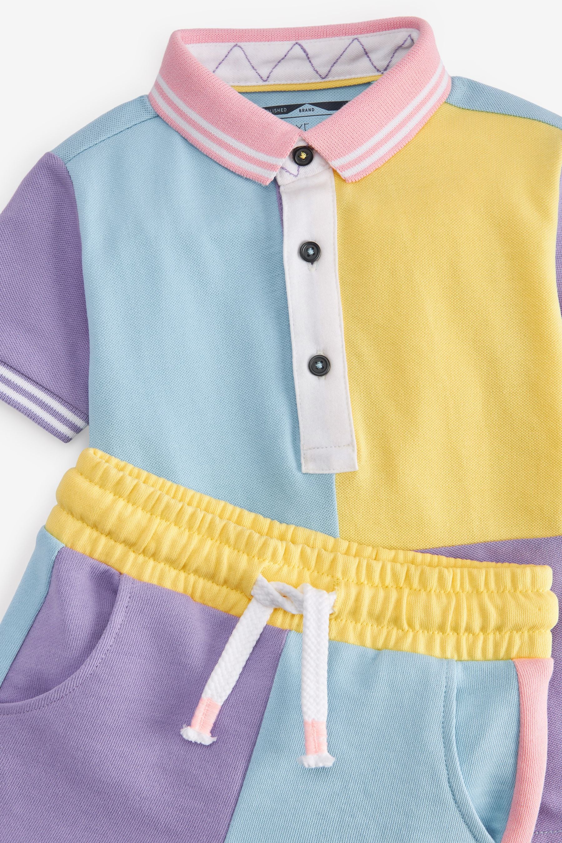 Lilac Purple Colourblock Polo and Shorts Set (3mths-7yrs)