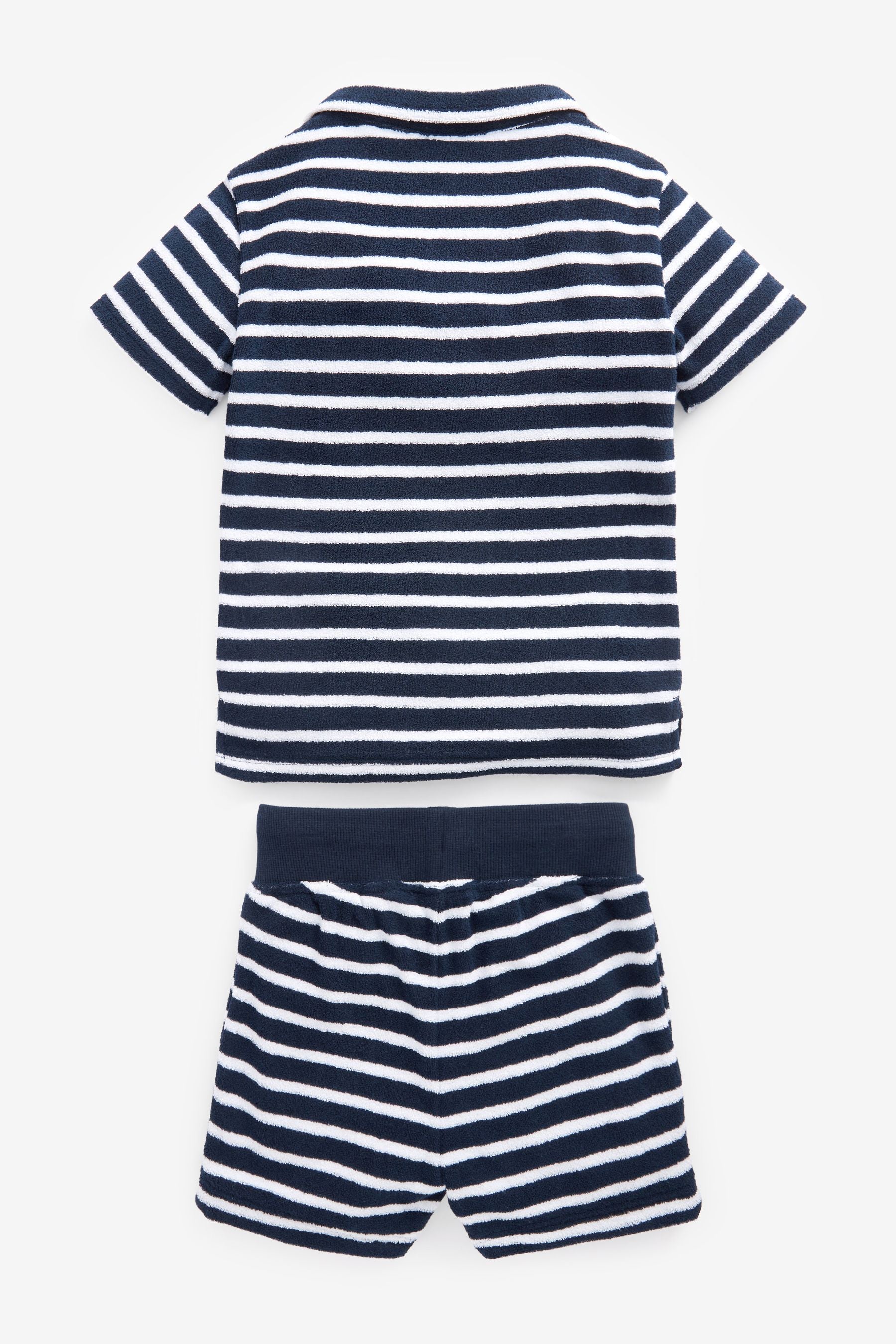 Navy/White Stripe Towelling Revere Polo and Short Set (3mths-7yrs)