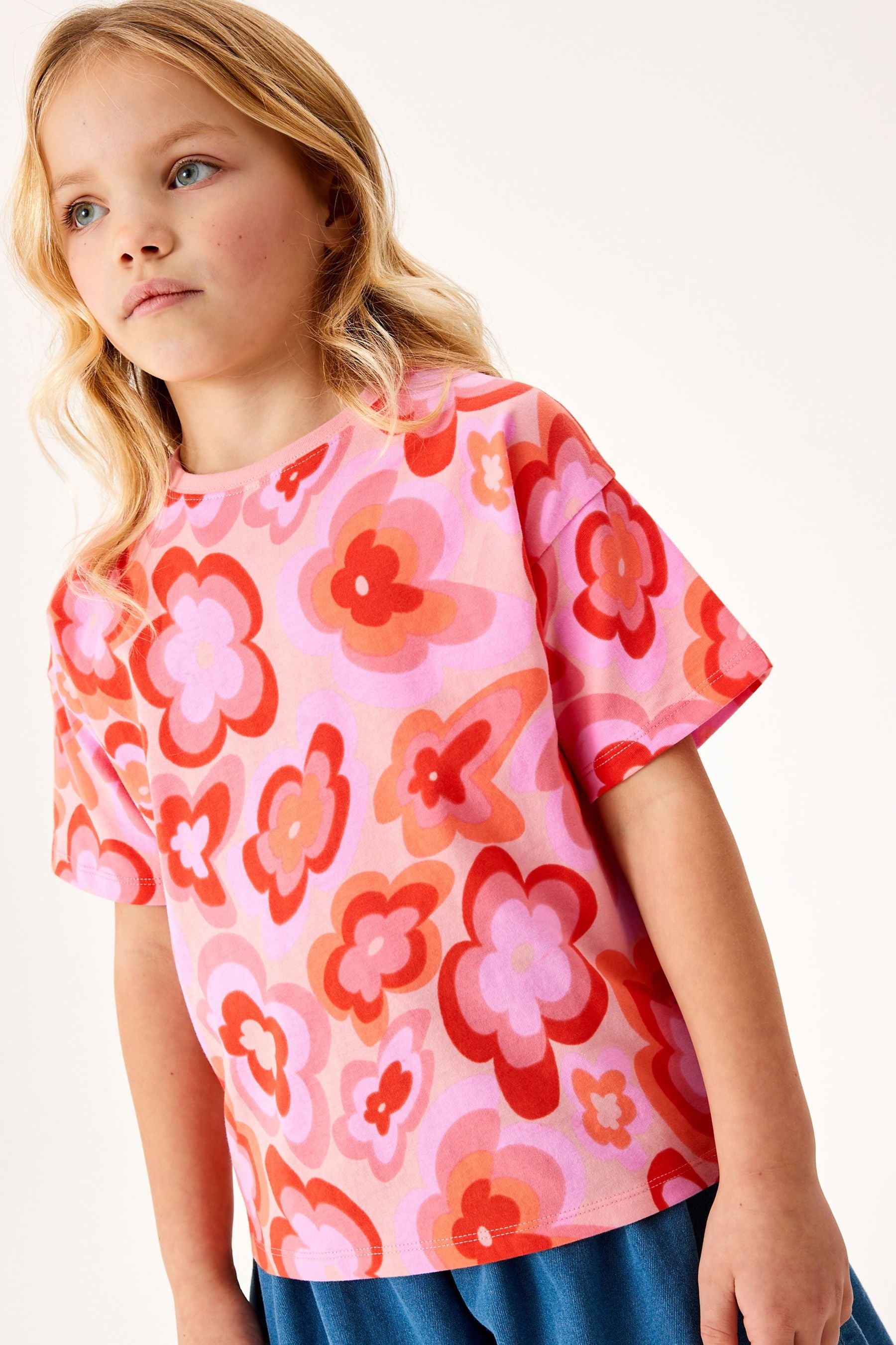 Orange Floral Relaxed Fit T-Shirt (3-16yrs)