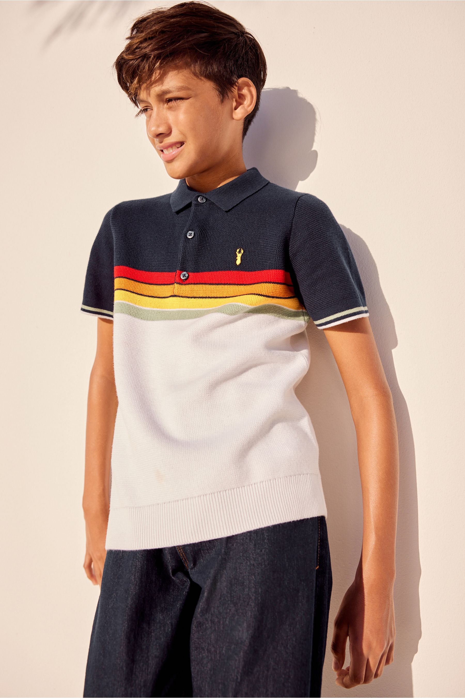 Rainbow Short Sleeve Colourblock Polo Shirt (3-16yrs)