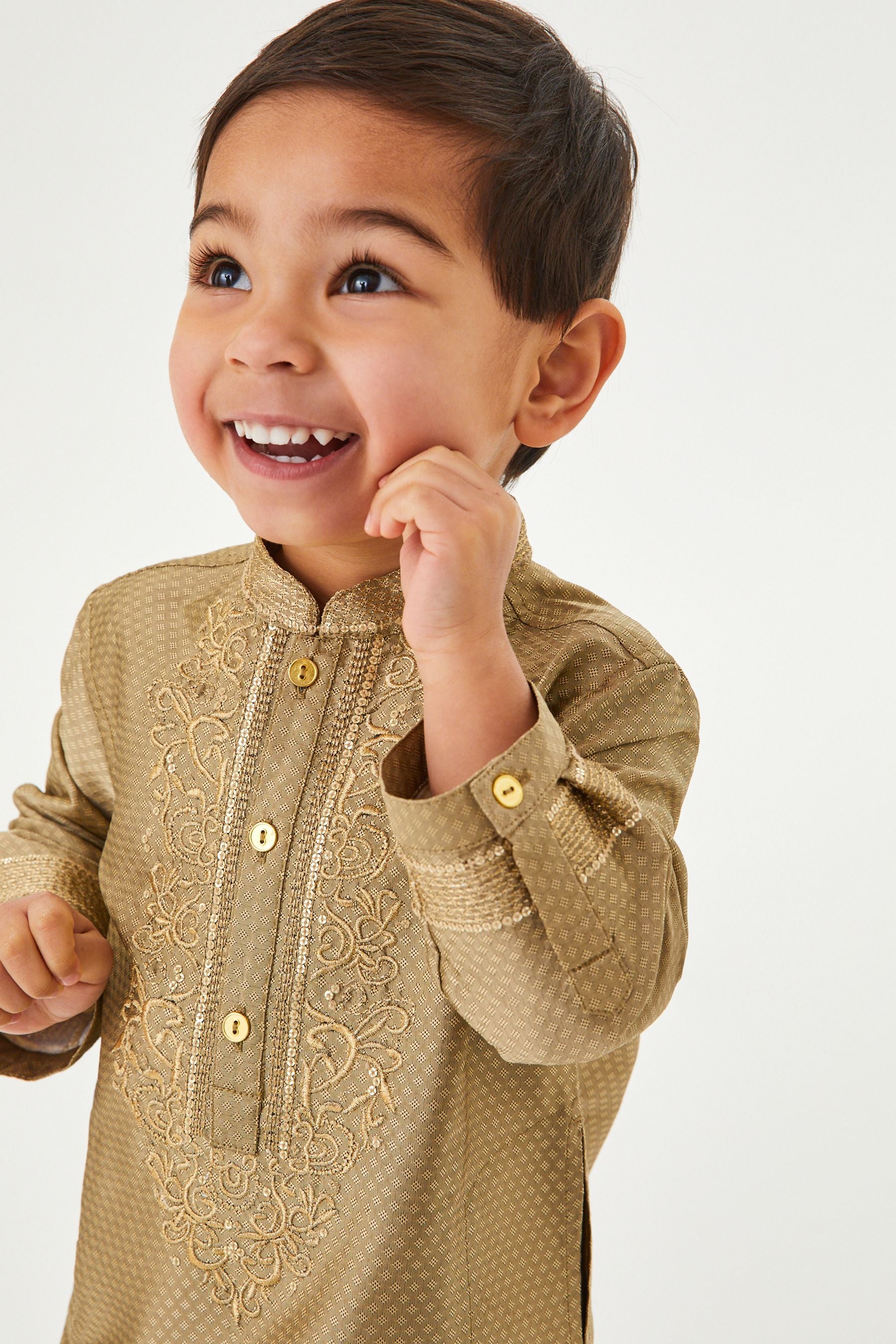 Gold Embroidered Boys Kurta (3mths-7yrs)