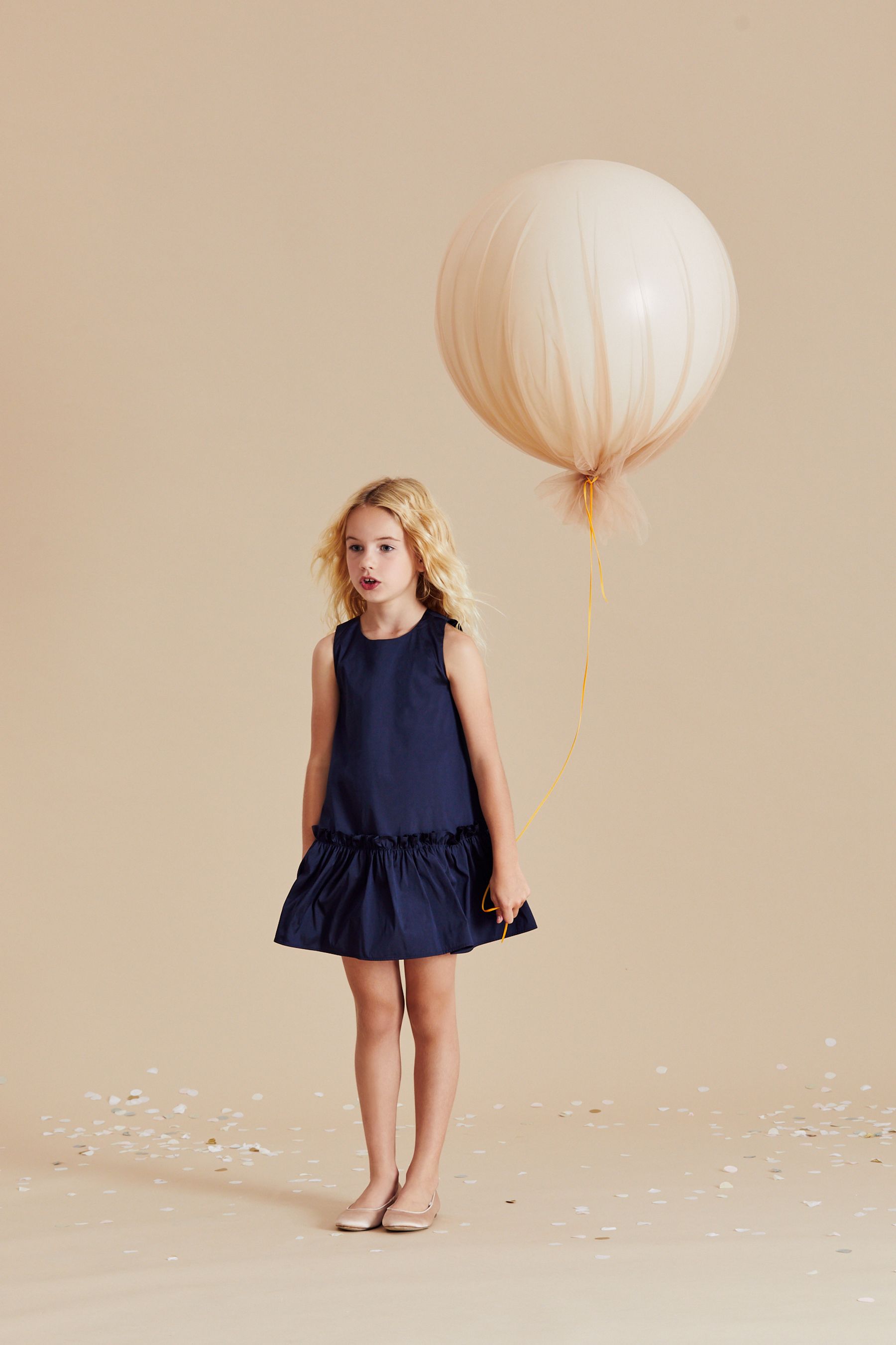 Navy Blue Taffeta Peplum Dress (3-16yrs)