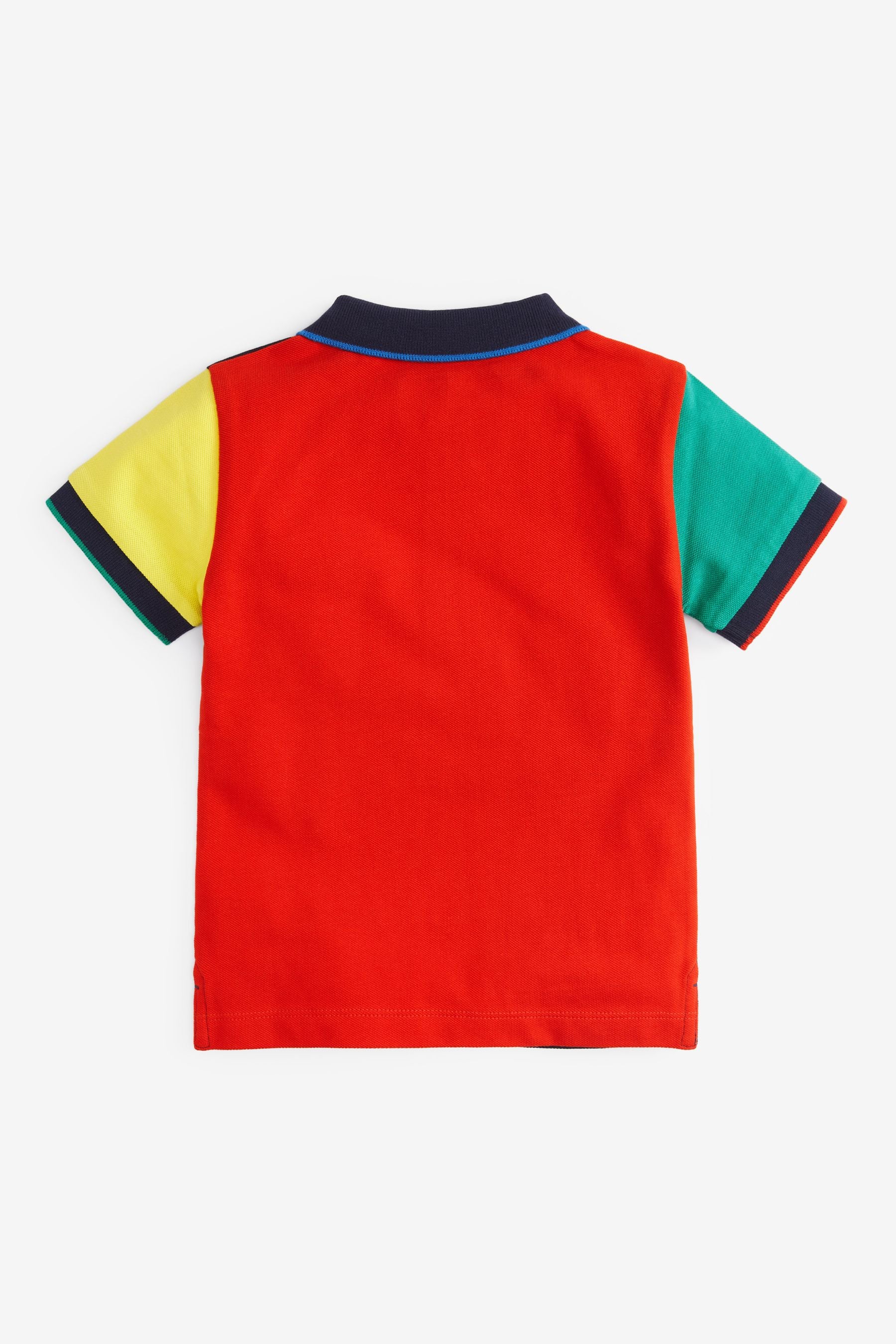 Navy Jersey Pique Colourblock Polo Shirt (3mths-7yrs)