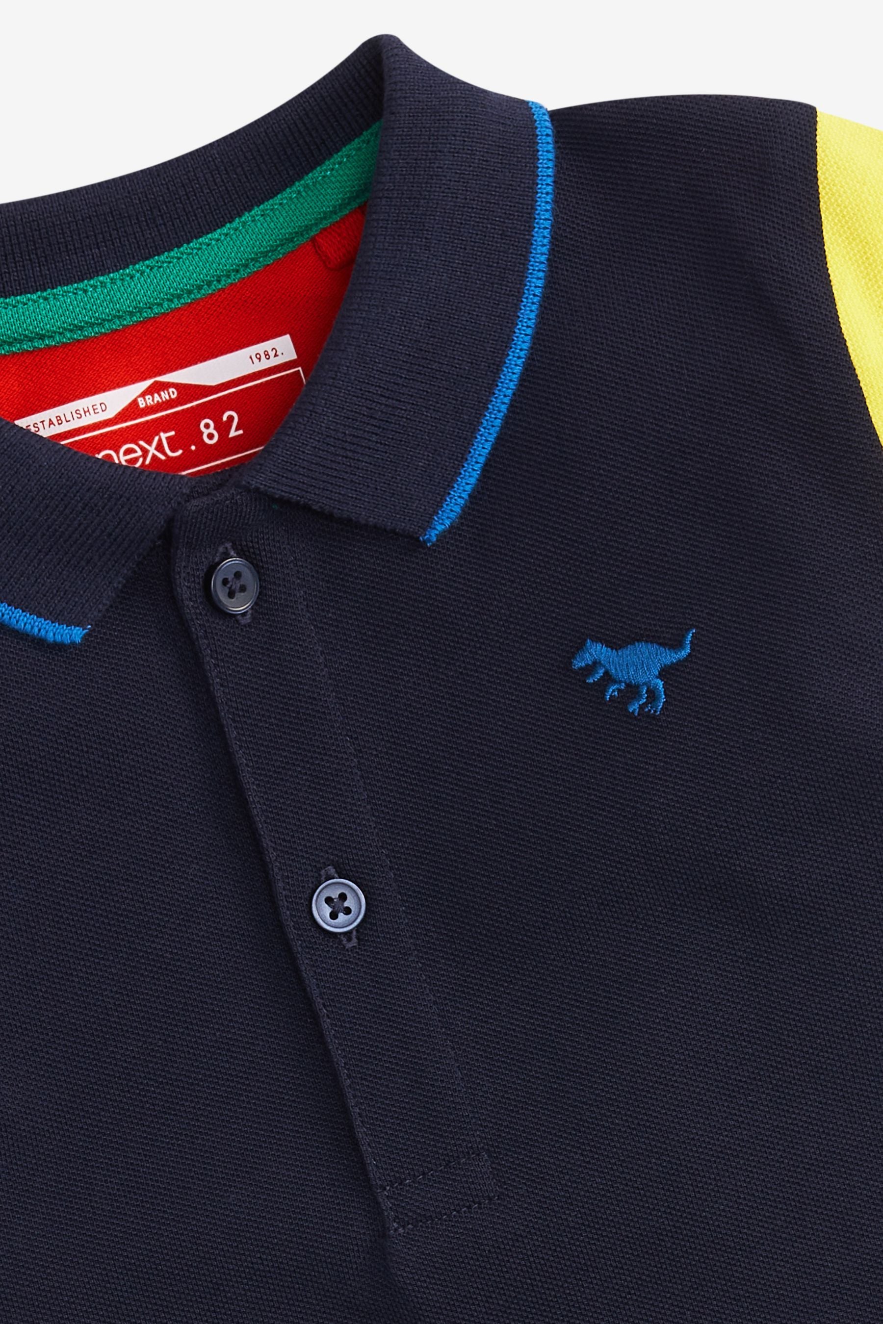 Navy Jersey Pique Colourblock Polo Shirt (3mths-7yrs)