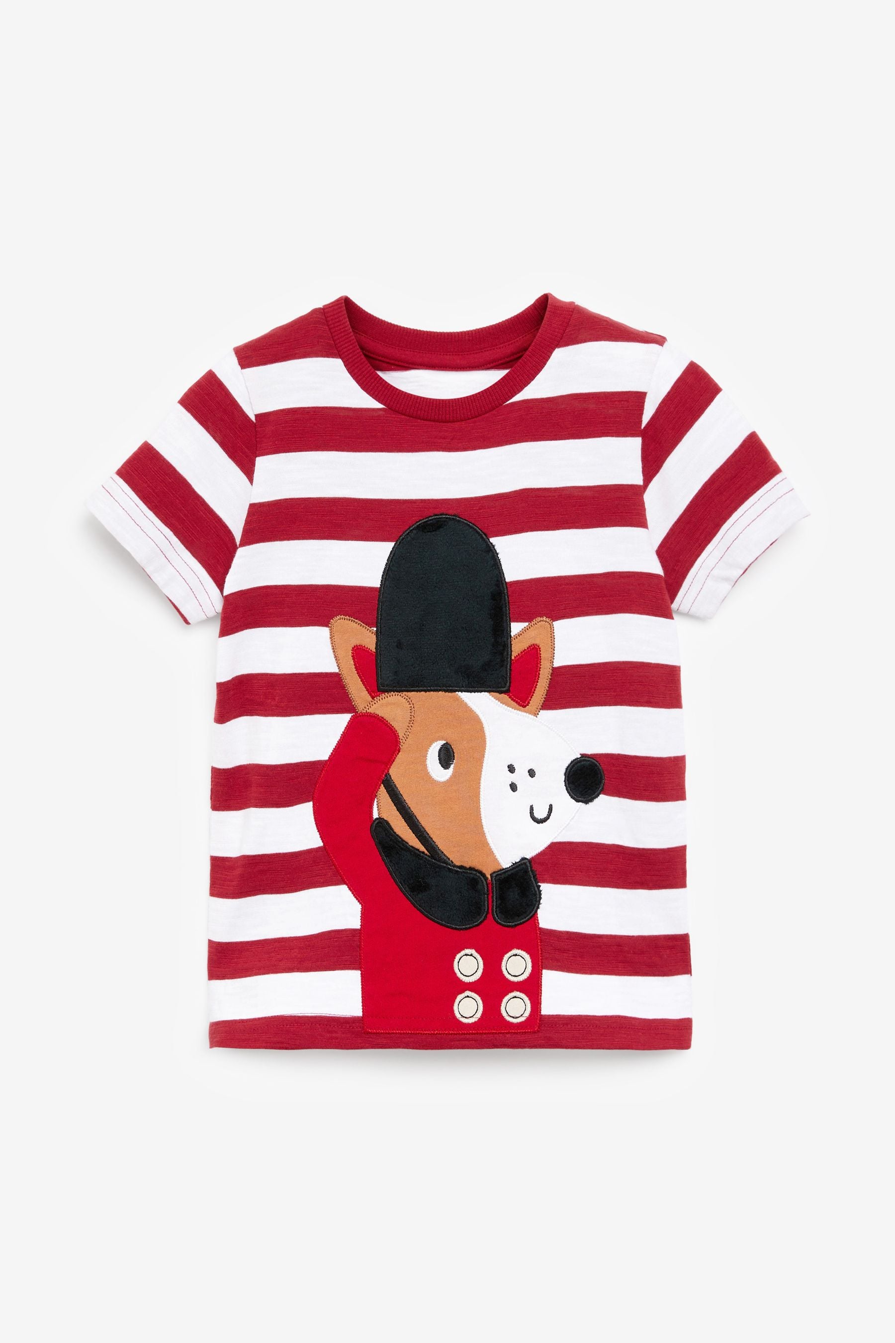 Red/White Stripe Corgi Appliqu T-Shirt (3mths-7yr