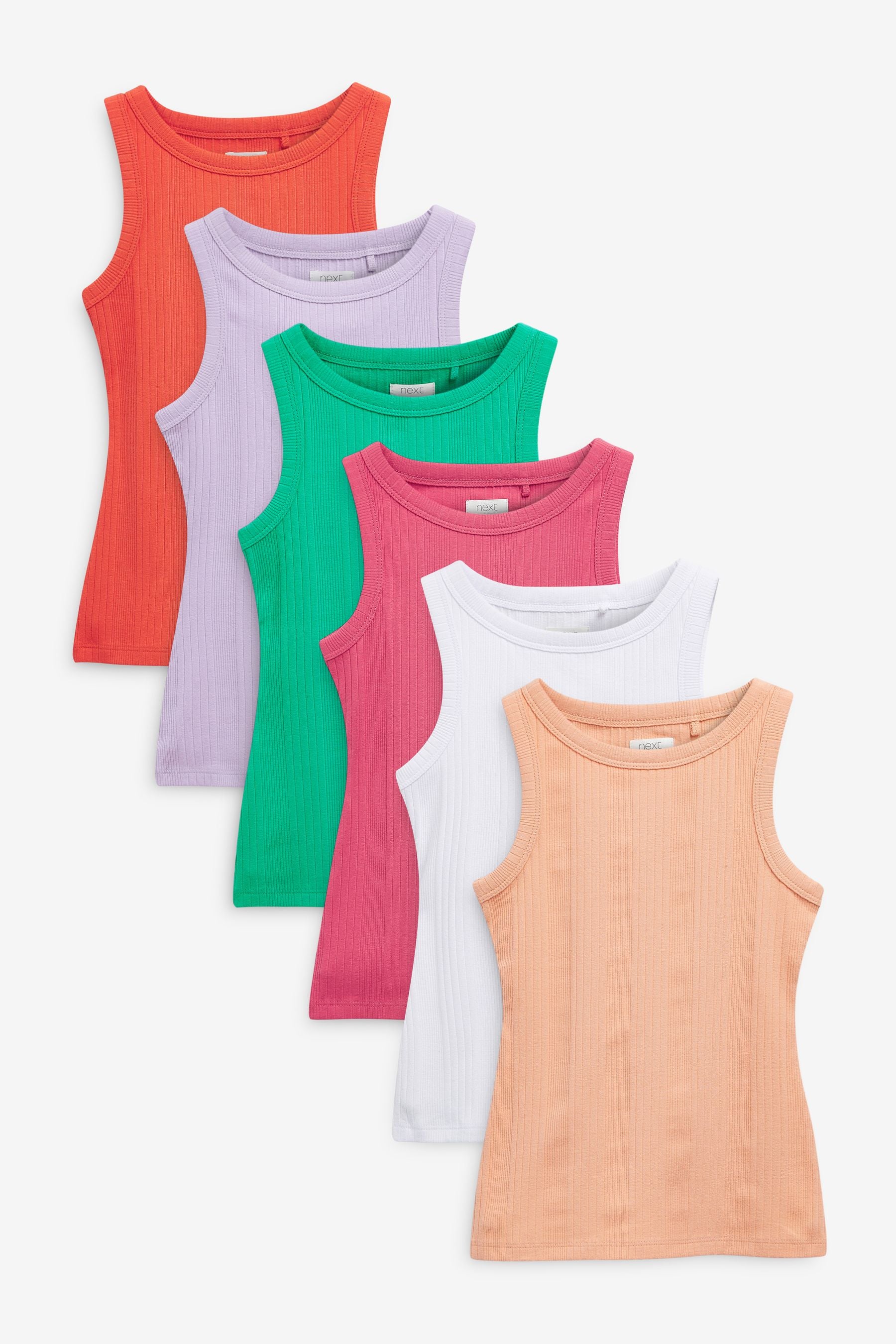 Multi 6 Pack Ribbed Vests (3-16yrs)