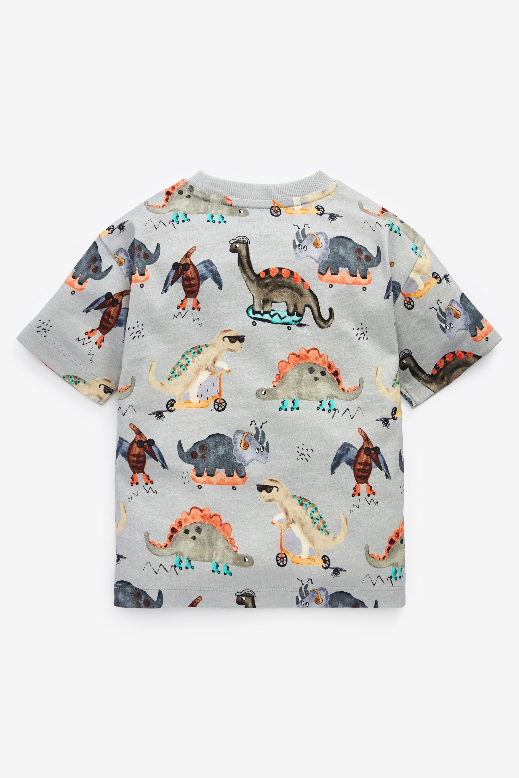 Blue/Ecru Cream Watercolour Dino 3 Pack Oversized T-Shirts (3mths-7yrs)