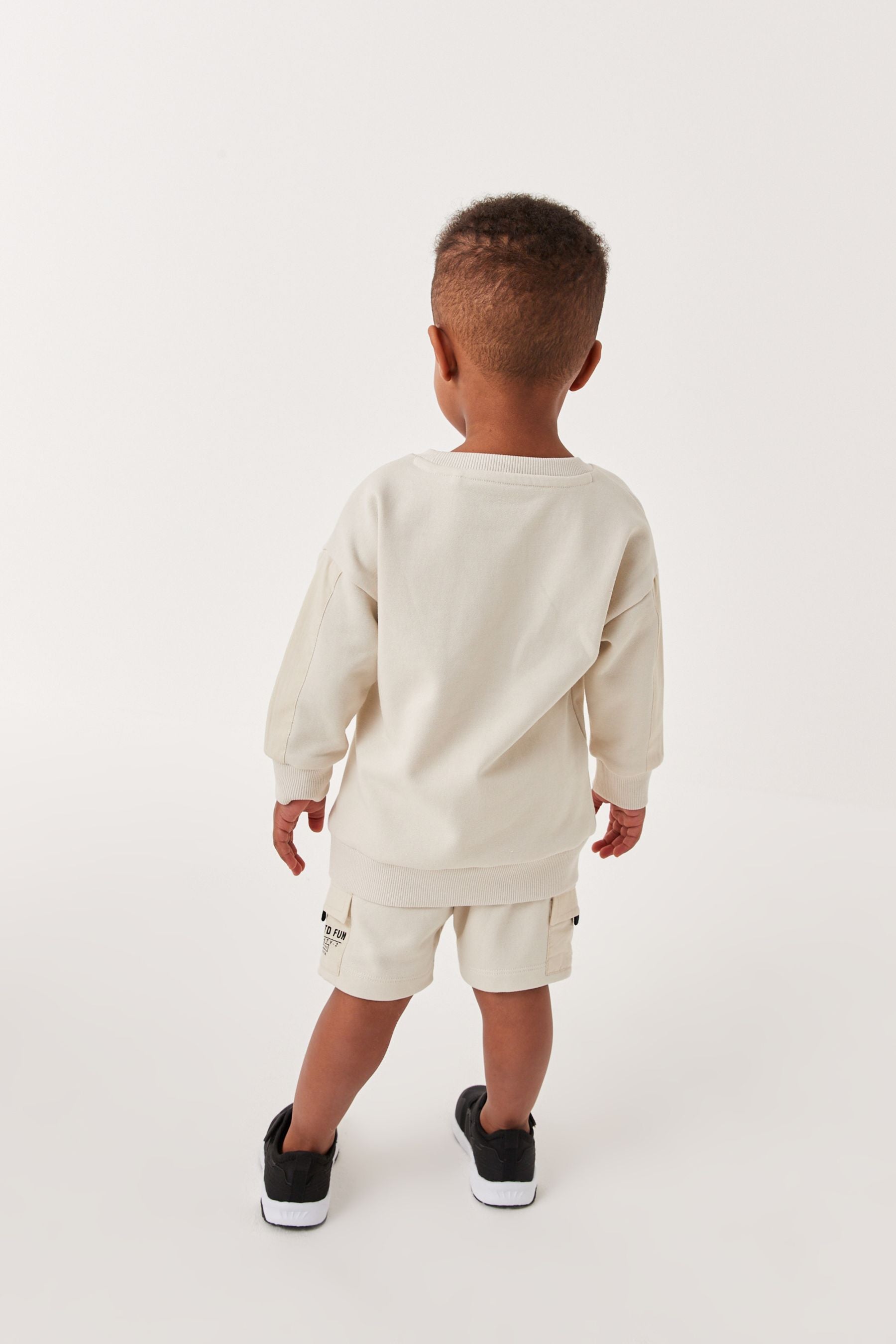 Cream Utility Sweatshirt And Shorts Set (3mths-7yrs)