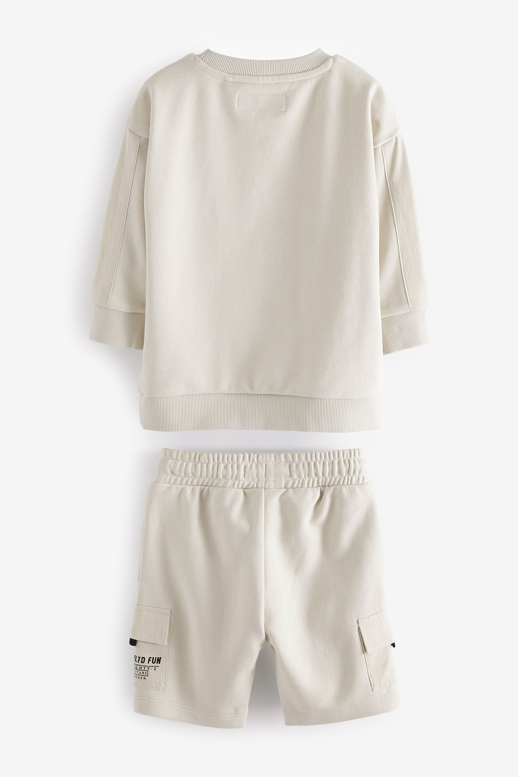 Cream Utility Sweatshirt And Shorts Set (3mths-7yrs)