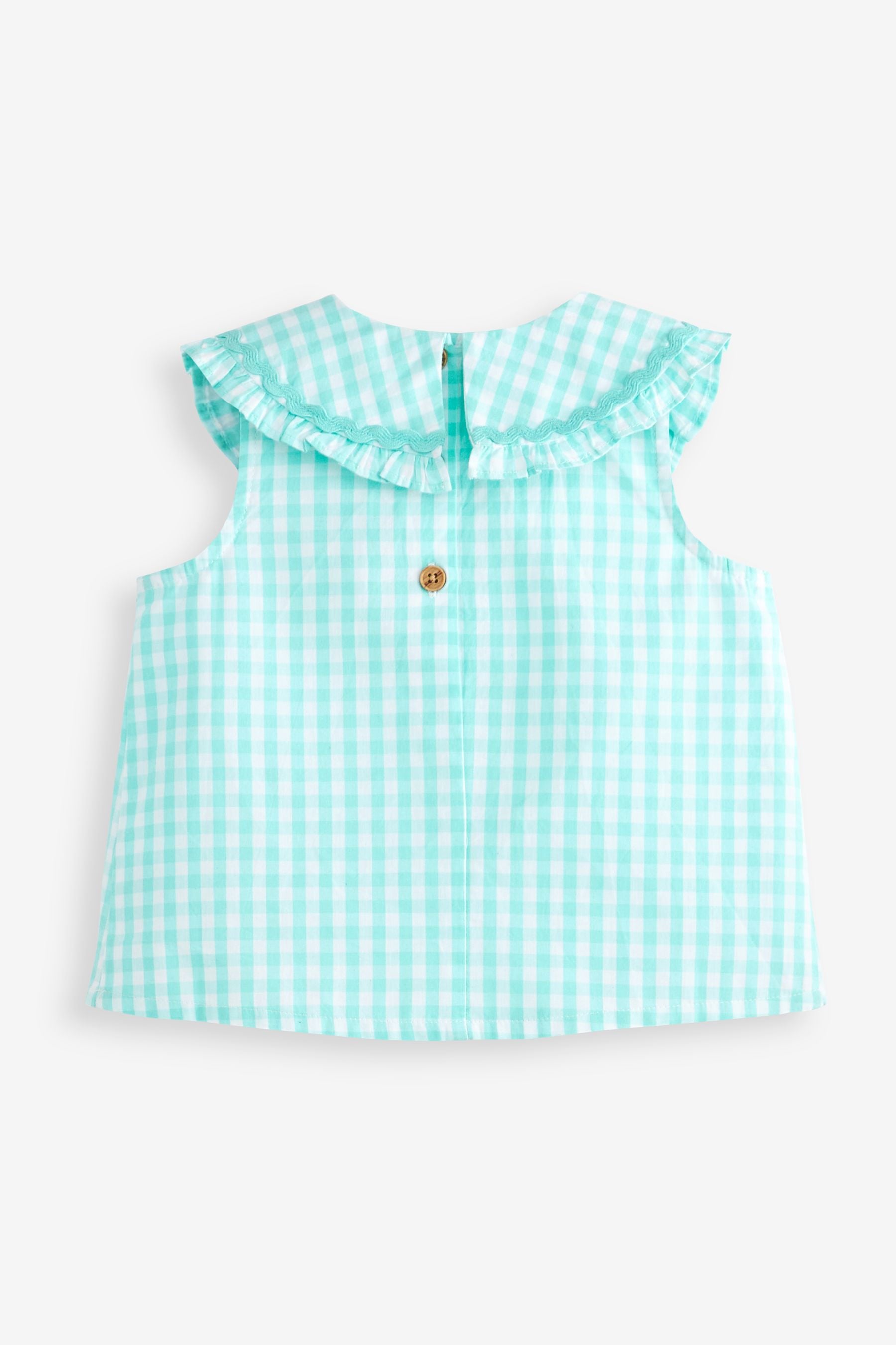 Mint Green Gingham Cotton Collar Blouse (3mths-8yrs)