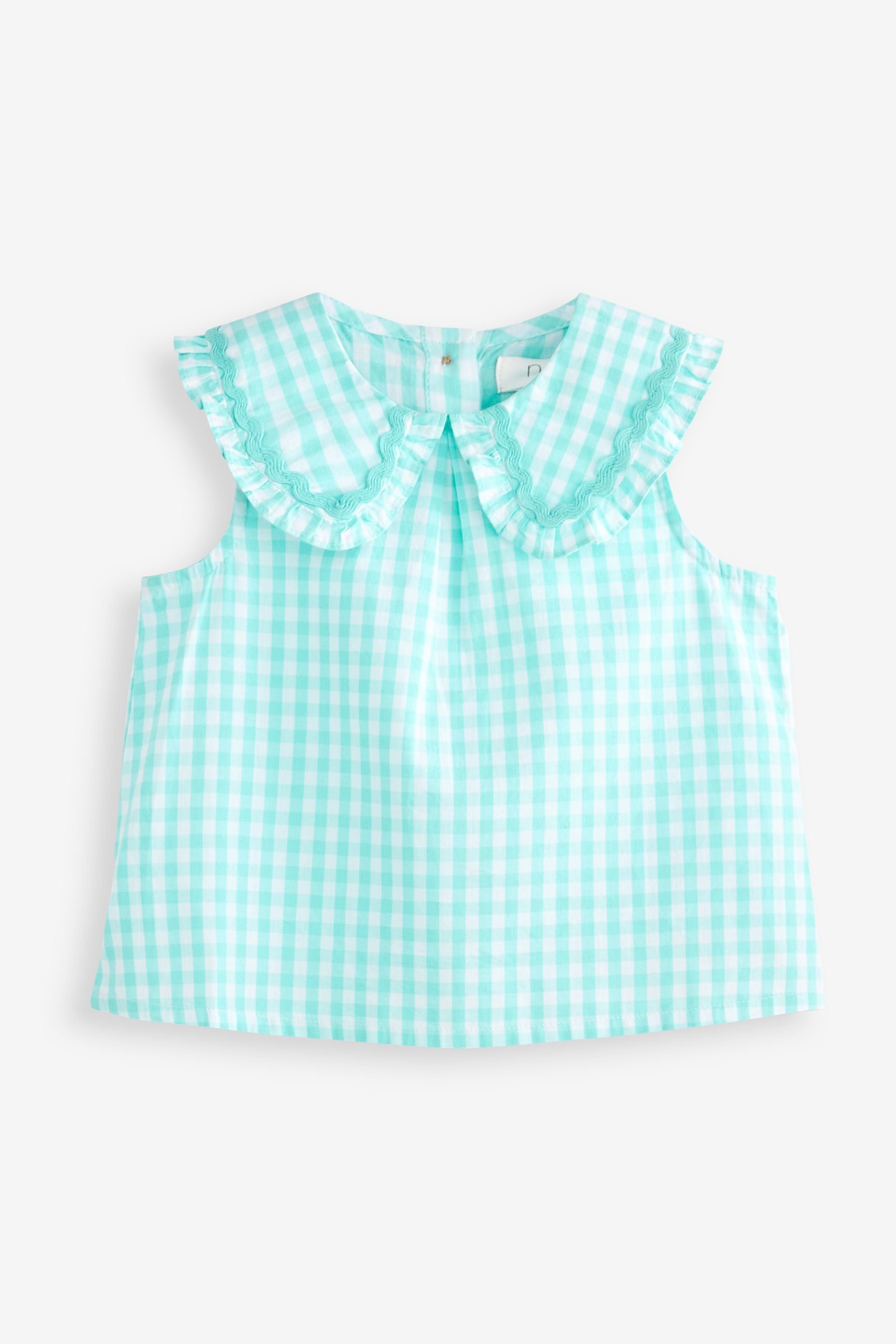 Mint Green Gingham Cotton Collar Blouse (3mths-8yrs)