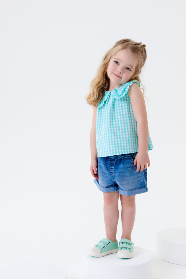 Mint Green Gingham Cotton Collar Blouse (3mths-8yrs)