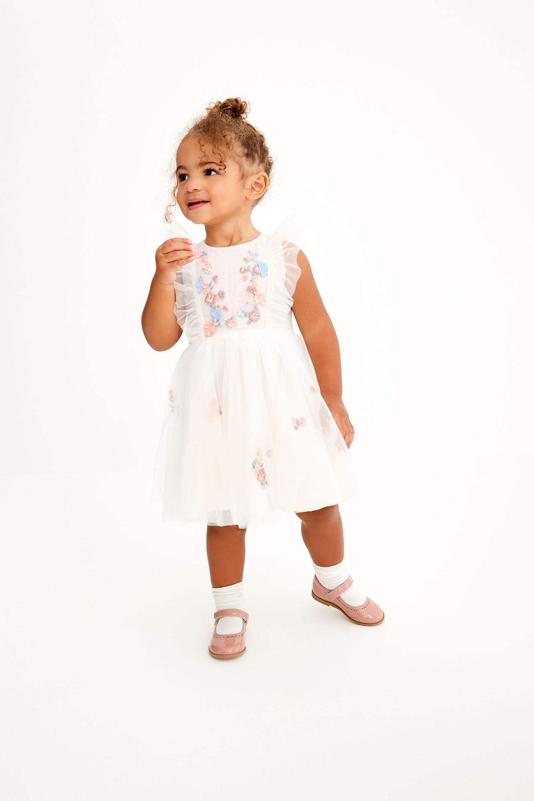 Cream Mesh Party Dress (3mths-8yrs)